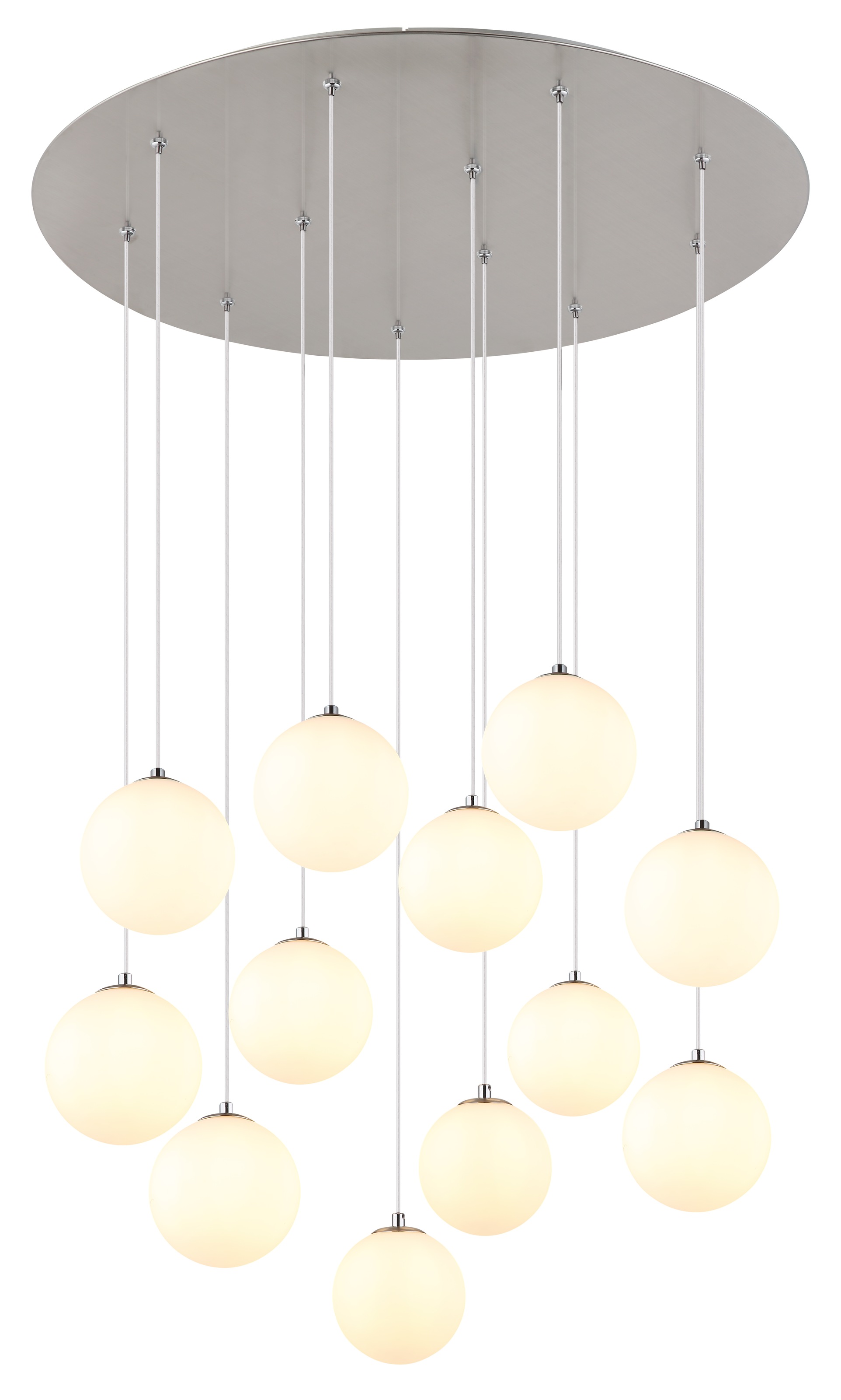 GLOBO LIGHTING Deckenleuchte "RIHA", 12, Ø 75cm H: 120cm, 1 Stk., weiß, Wohnzimmer, Leuchten, Deckenleuchte für Wohn- & Esszimmer Nickel matt