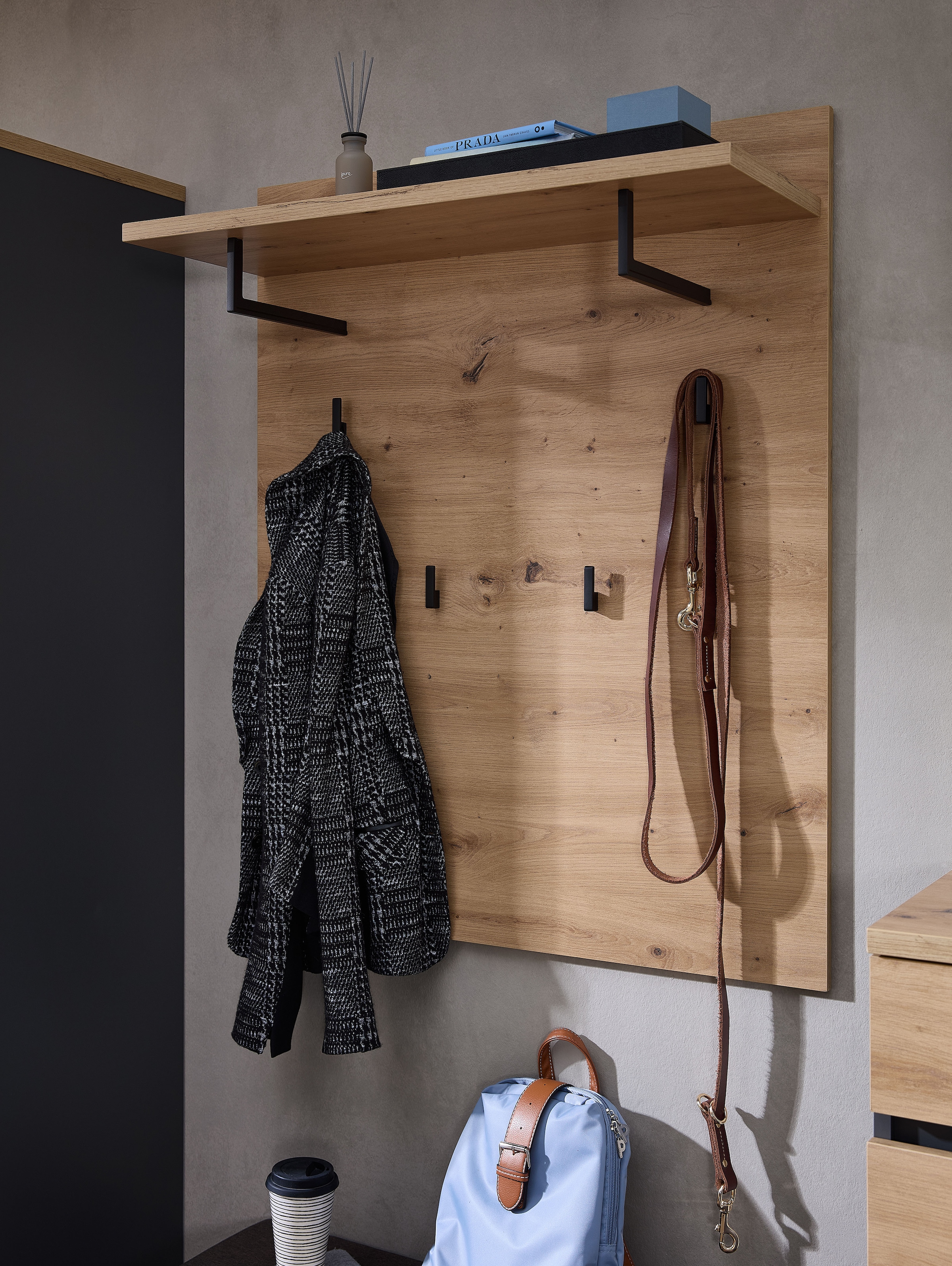 OTTO home Regal »Fargo Garderobenpaneel, 80x100x30cm (B/H/T)« 1 Stk. tlg. 4 Haken, Ablage, Kleiderstange