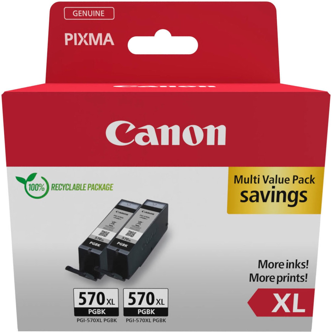 Canon Tintenpatrone »PGI-570BK XL (Doppelpack)«, (Packung, 2 St.)