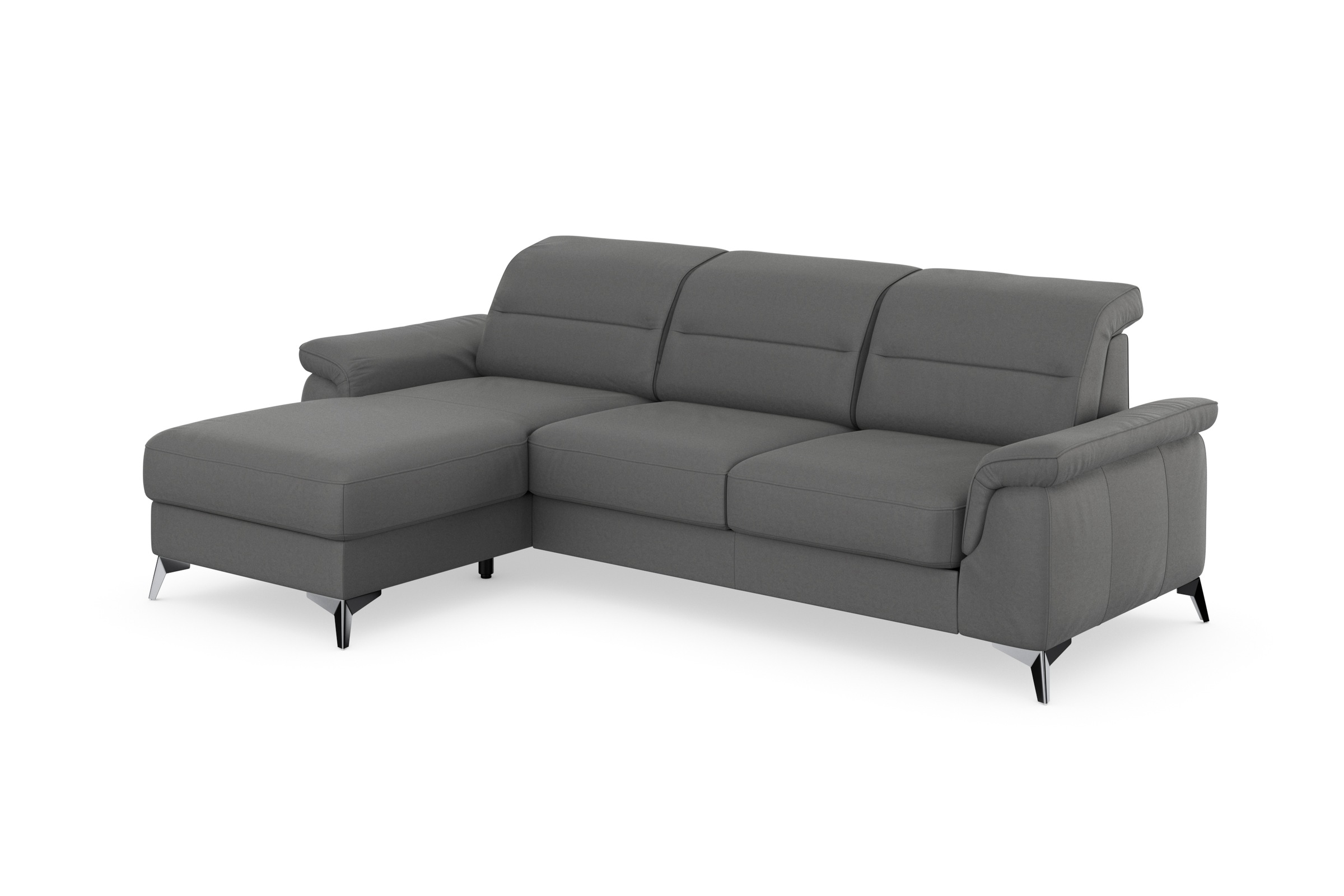 Ecksofa SIT & MORE "Sinatra L-Form", grau (steel), B:258cm H:85cm T:170cm, 100% Polyester, Sofas, Ecksofa, mit Recamiere, optinal mit Kopfteilverstellung und Armteilfunktion 5