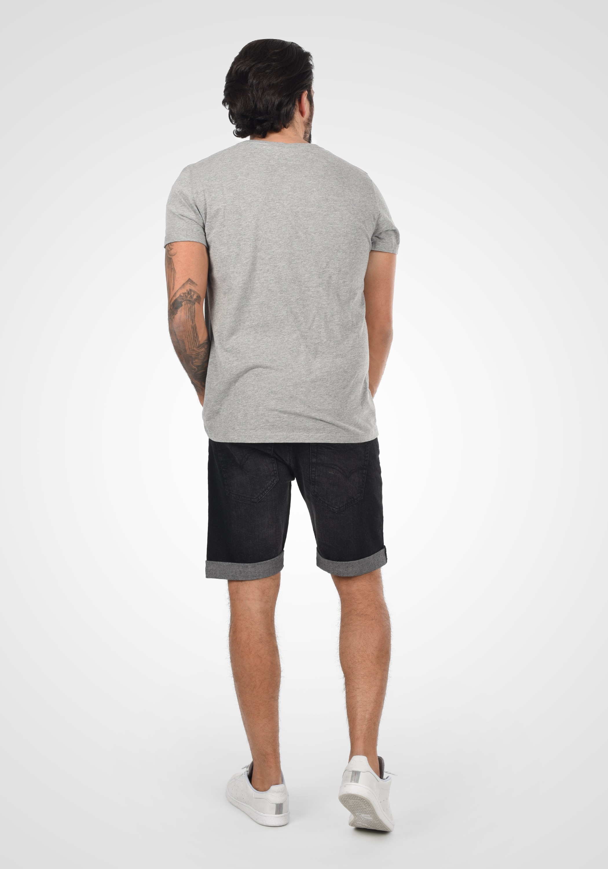 Jeansshorts INDICODE "Jeansshorts IDHallow", Damen, Gr. XL, N-Gr, schwarz, Web, Obermaterial: 98% Baumwolle CO. 2% Elasthan EL., Basic, regular fit kurz, Jeans Jeansshorts 3