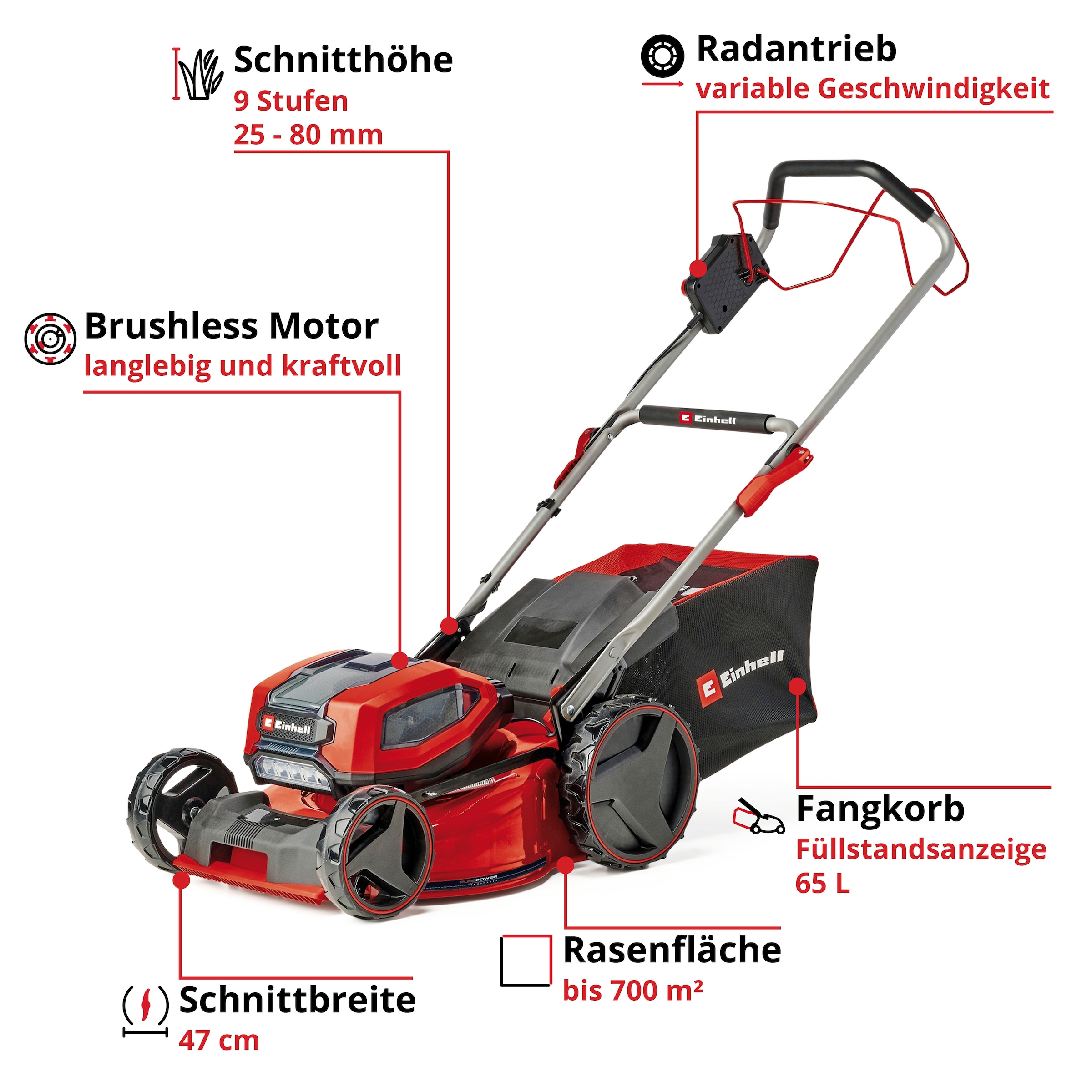 Einhell Akkurasenmäher "Professional GP-CM 36/47 S Li BL", 4 x 4 Ah Akku un günstig online kaufen