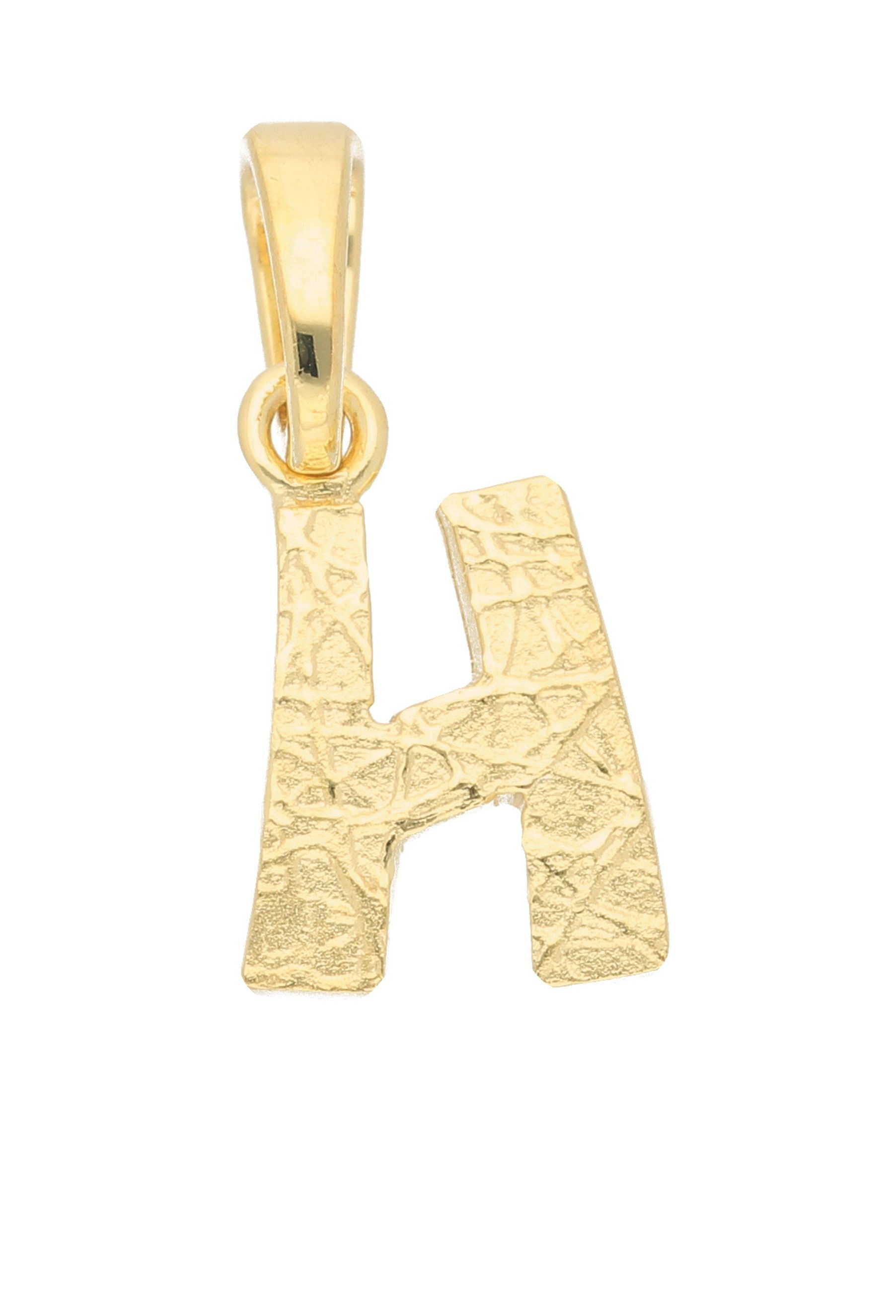 Buchstabenanhänger ADELIA ́S "Damen & Herren 333 Gold Buchstabenanhänger H", gold, Schmuckanhänger, Damen, Gold, für Damen & Herren