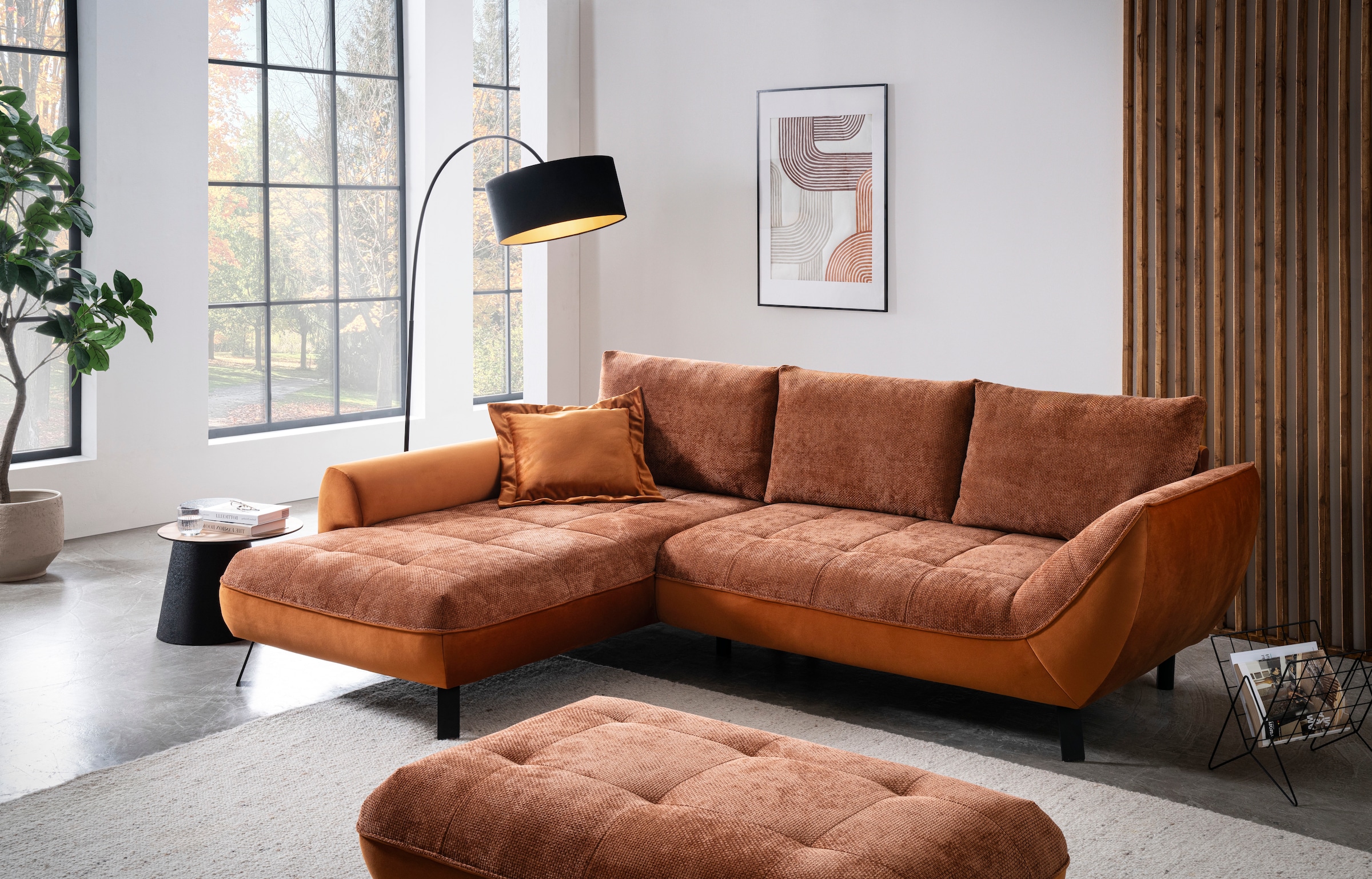 exxpo - sofa fashion Ecksofa "Bellinii, Materialmix, Strukturbezug und pfle günstig online kaufen