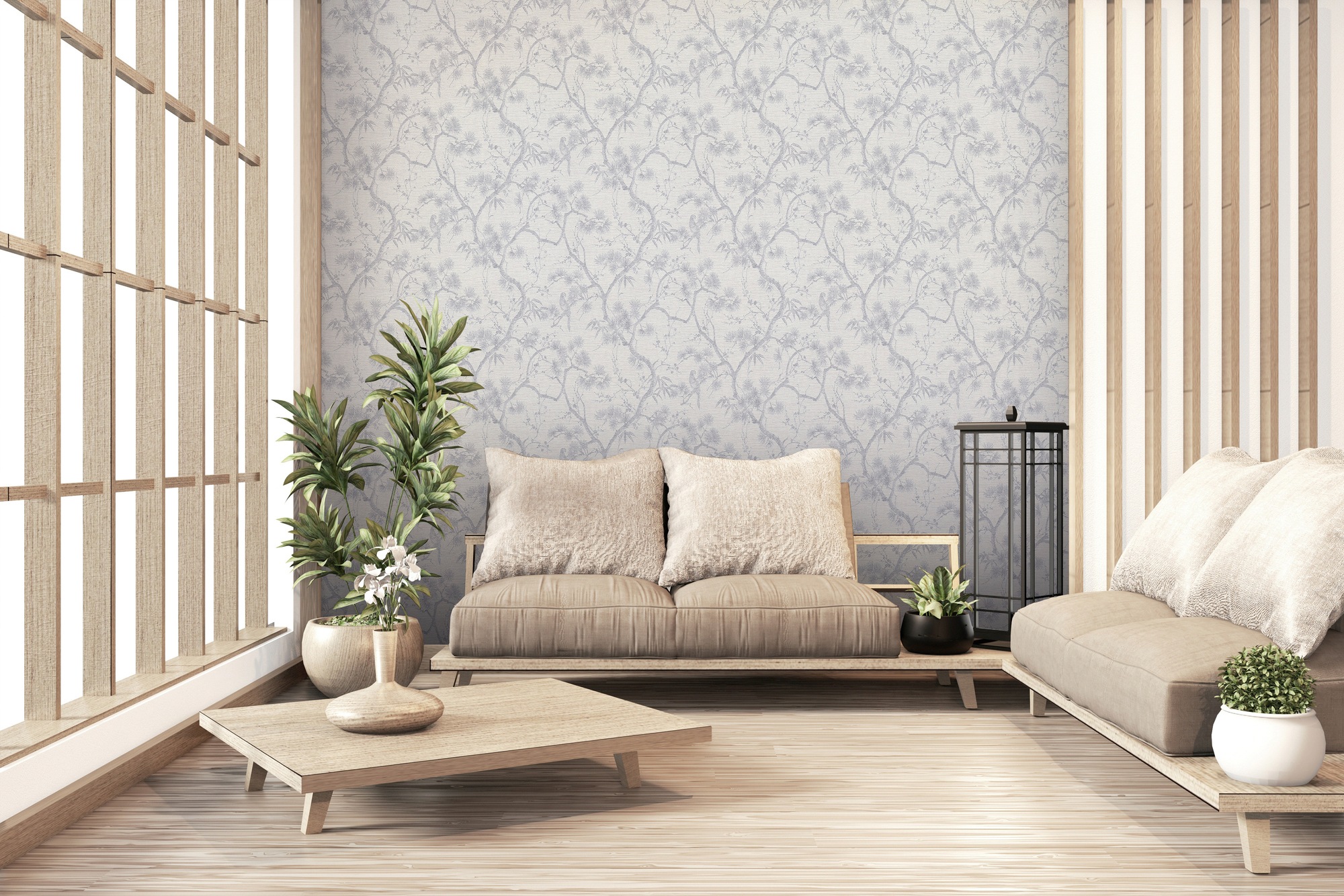 living walls Vliestapete »Metropolitan Stories, Mio Tokio«, asiatisch-floral-Motiv, Baum Tapete Blumen Tapeten Wohnzimmer Schlafzimmer Küche Design Optik