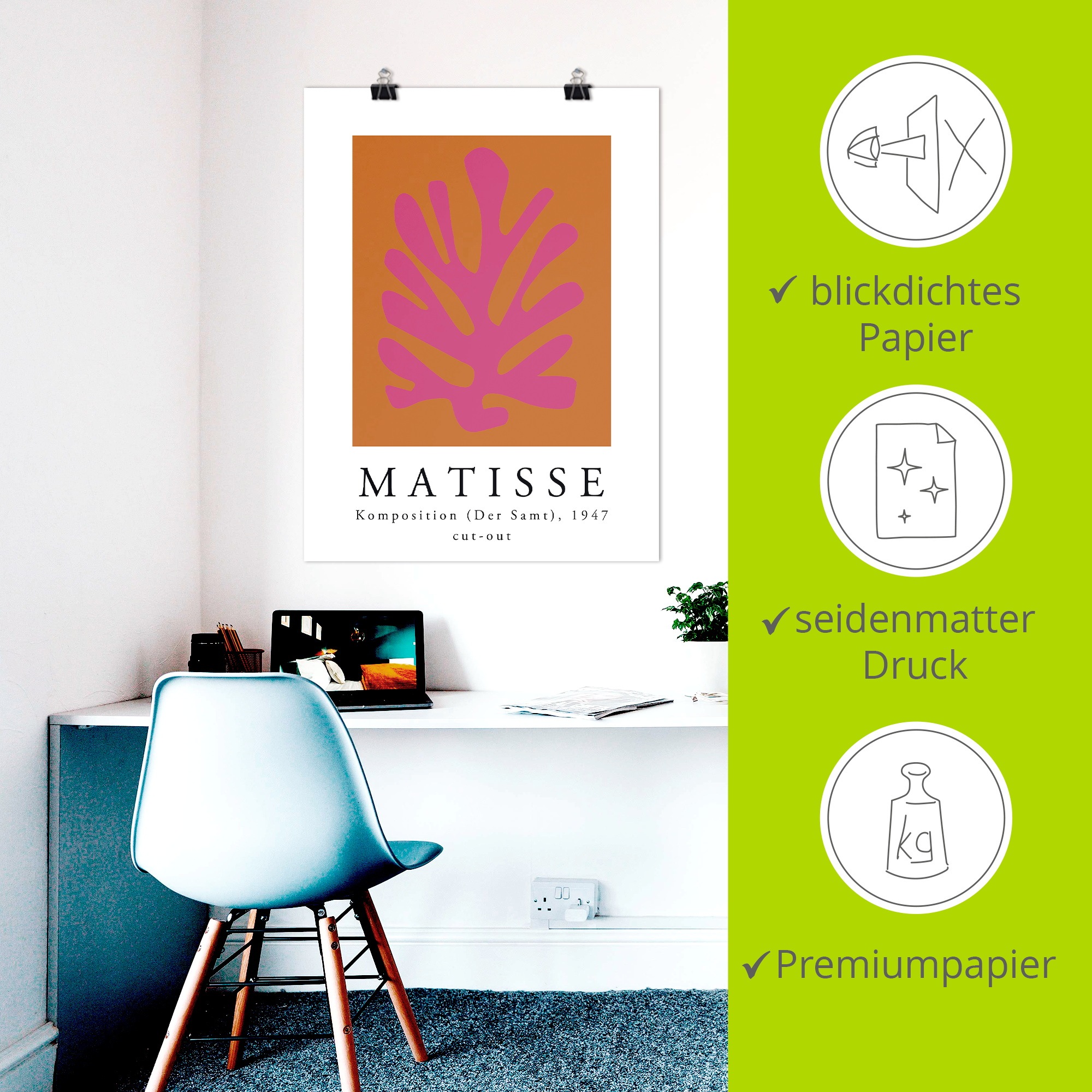 Artland Wandbild »Matisse Komposition - cut-out pink« Muster 1 Stk. tlg. als Alubild, Leinwandbild, Poster, Wandaufkleber in verschied. Größen