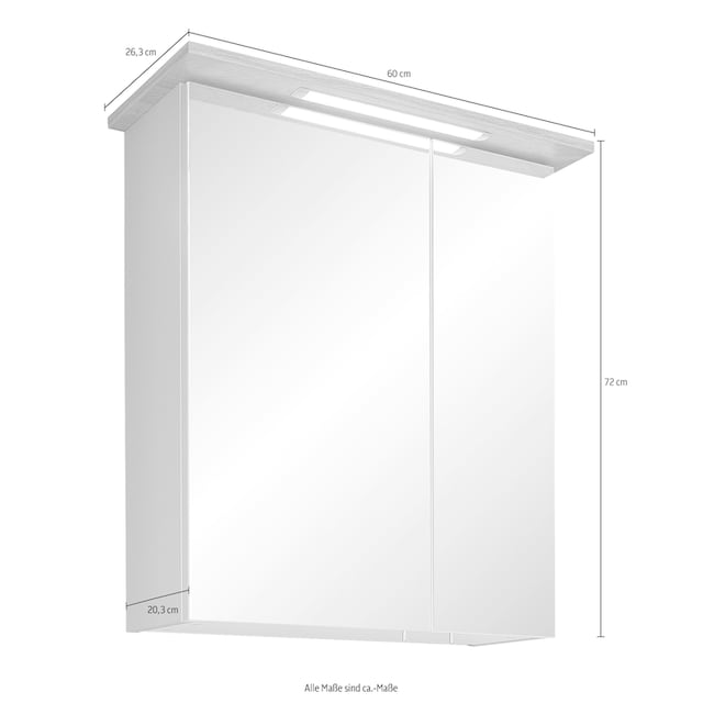 PELIPAL Spiegelschrank »Quickset 963«, Breite 60 cm, 2-türig, eingelassene  LED-Beleuchtung, Steckdosenbox | BAUR