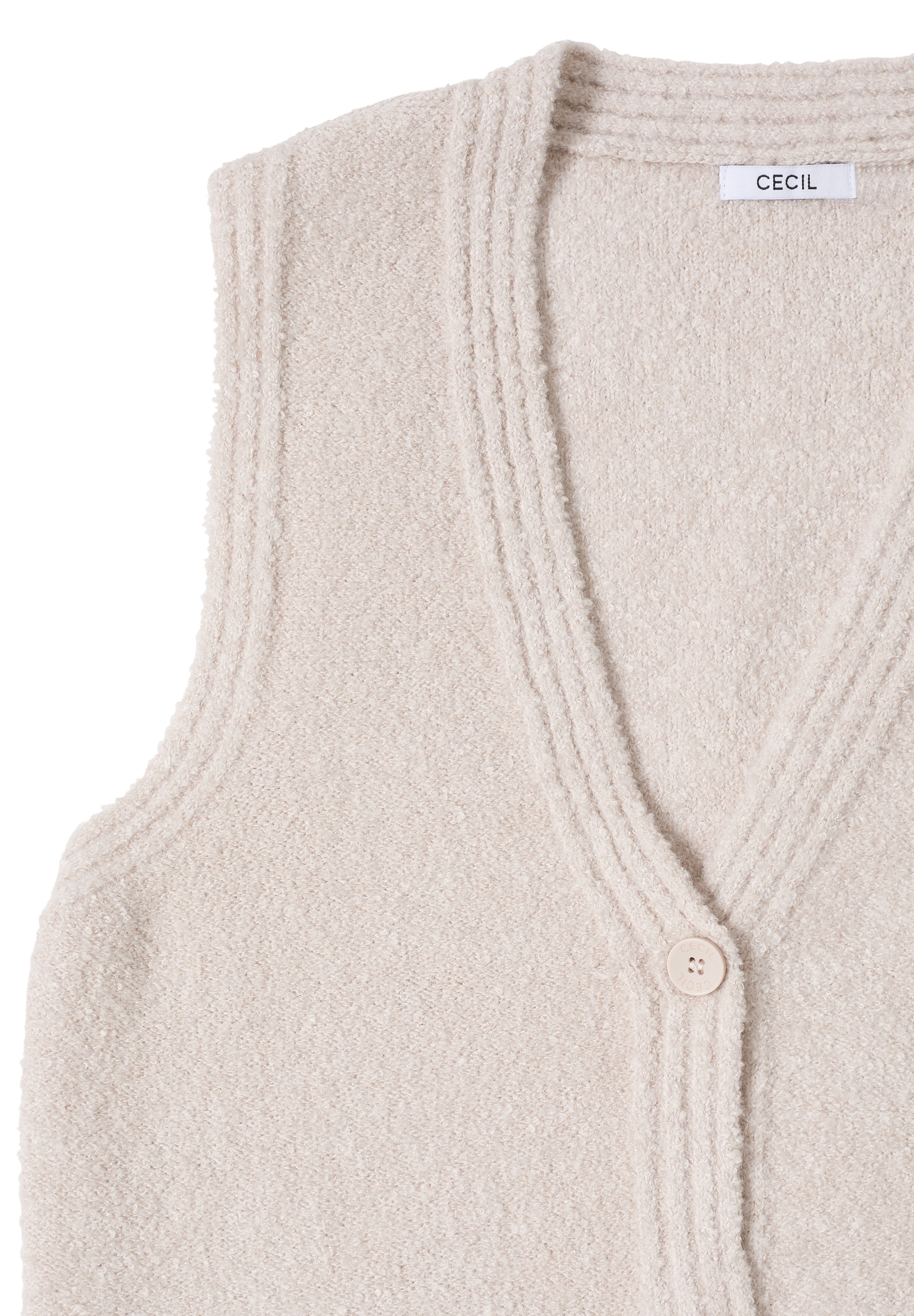 Cecil Strickweste mit Bouclé-Struktur und V-Ausschnitt