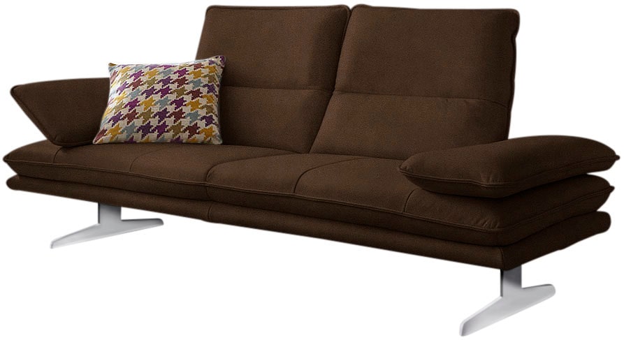 2,5-Sitzer W.SCHILLIG "broadway Designsofa mit hohem Sitzkomfort", braun (chocolate s37), B:236cm H:94cm T:96cm, Stoff S37 (100% Polyester): Luxus-Microfaser in Lederoptik, Sofas, Sitztiefenverstellung, Kopfteil- & Seitenteilverstellung, Breite 236cm