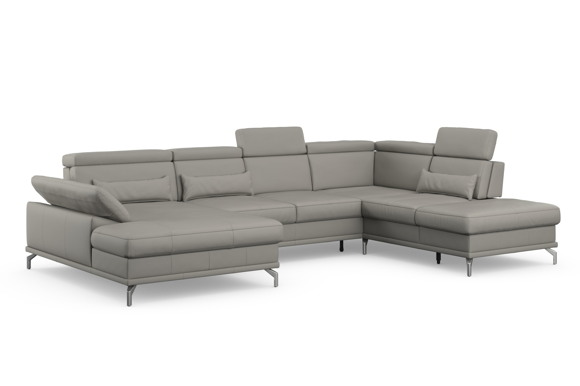 sit&more Wohnlandschaft »Cabrio U-Form, mit Sitztiefenverstellung, Arm- und Kopfteilverstellung«, 3 Nierenkissen, Federkern, optional Bettfunktion und Stauraum