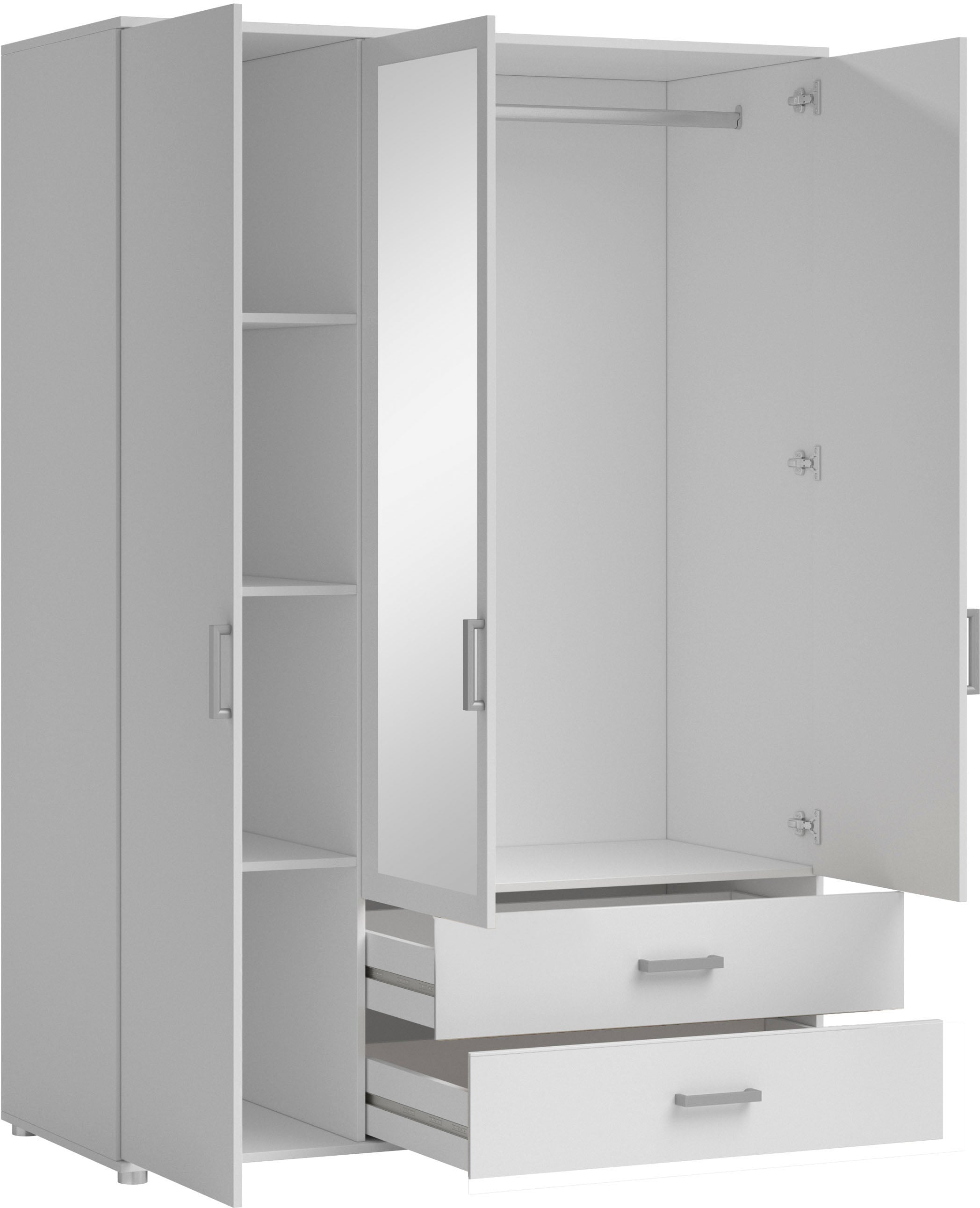 Schlafkontor Drehtürenschrank »Ivar Kleiderschrank mit Spiegel«, inklusive 2 Spiegeltüren und 2 farblich abgesetzten Schubkästen