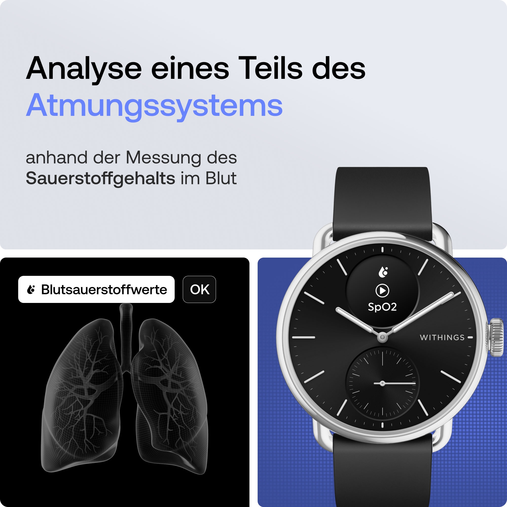 Withings Smartwatch »ScanWatch 2 38mm«, HealthSense OS,)