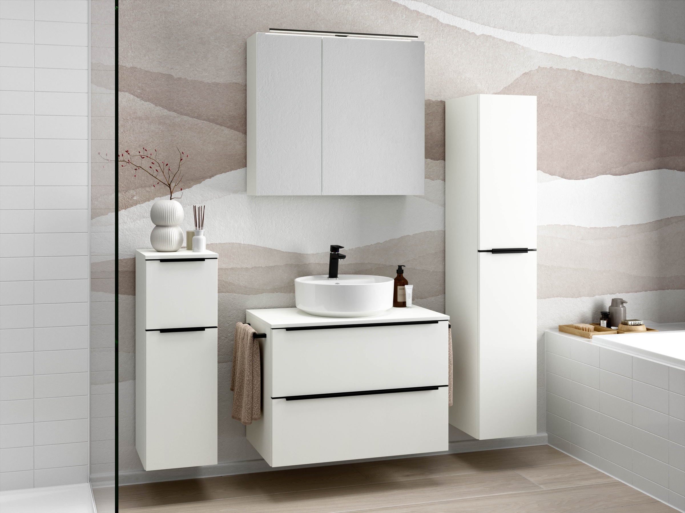 nobilia Badmöbel-Set "Alvene", (1 St., vormontiert, mit Soft-Close), in vie günstig online kaufen