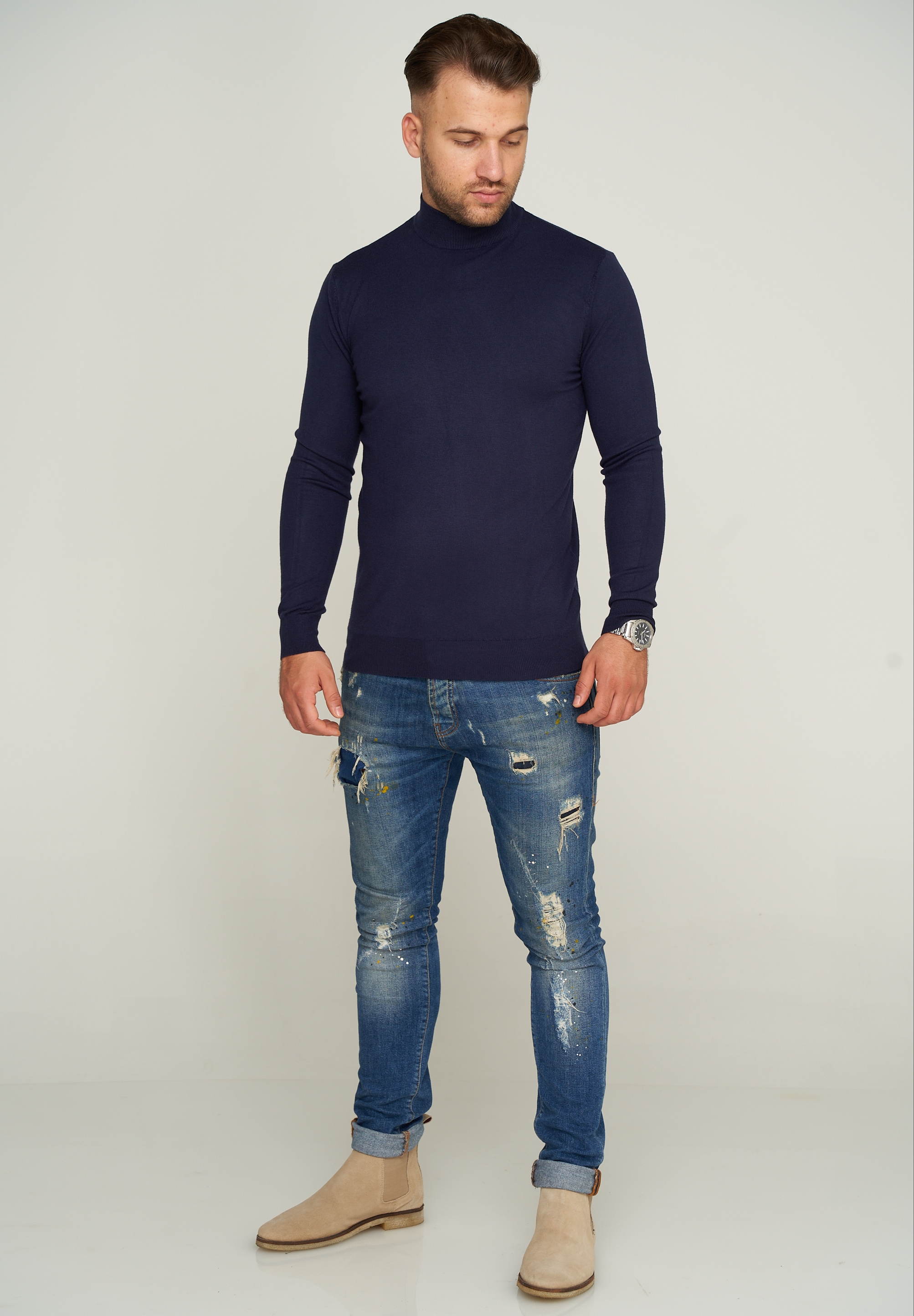 behype Strickpullover »MKBONI«, mit kurzem Stehkragen