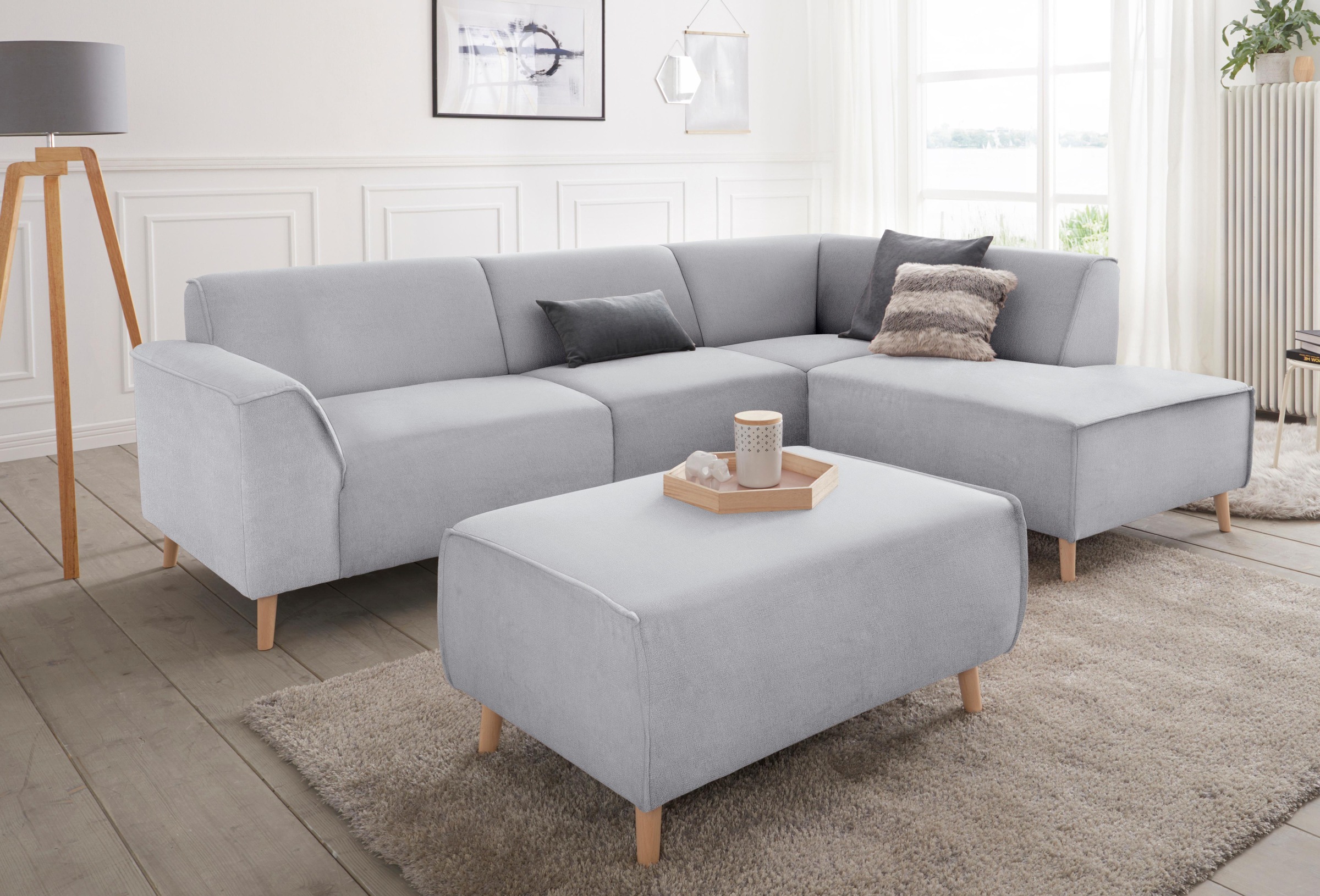 andas Ecksofa »Janek Scandic Design, elegant und zeitlos, L-Form«, mit Federkern und Keder in scandinavischem Design