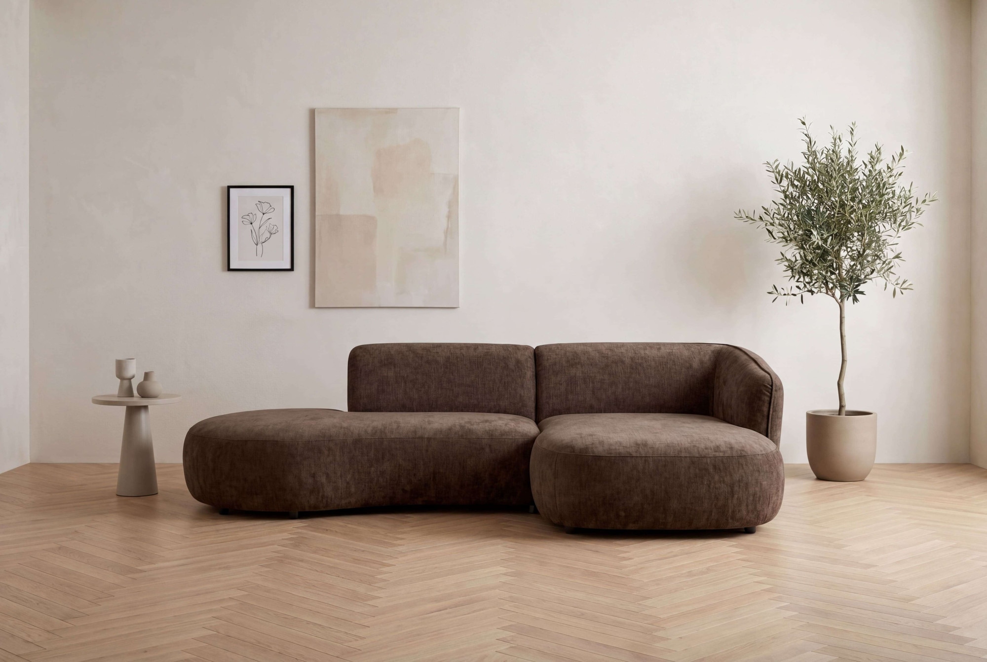 OTTO home Ecksofa "OSTRUP Rundsofa, L-Form, Naturtöne, Boucle oder Chenille" Breite 278 cm, organische Form mit sanften Rundungen