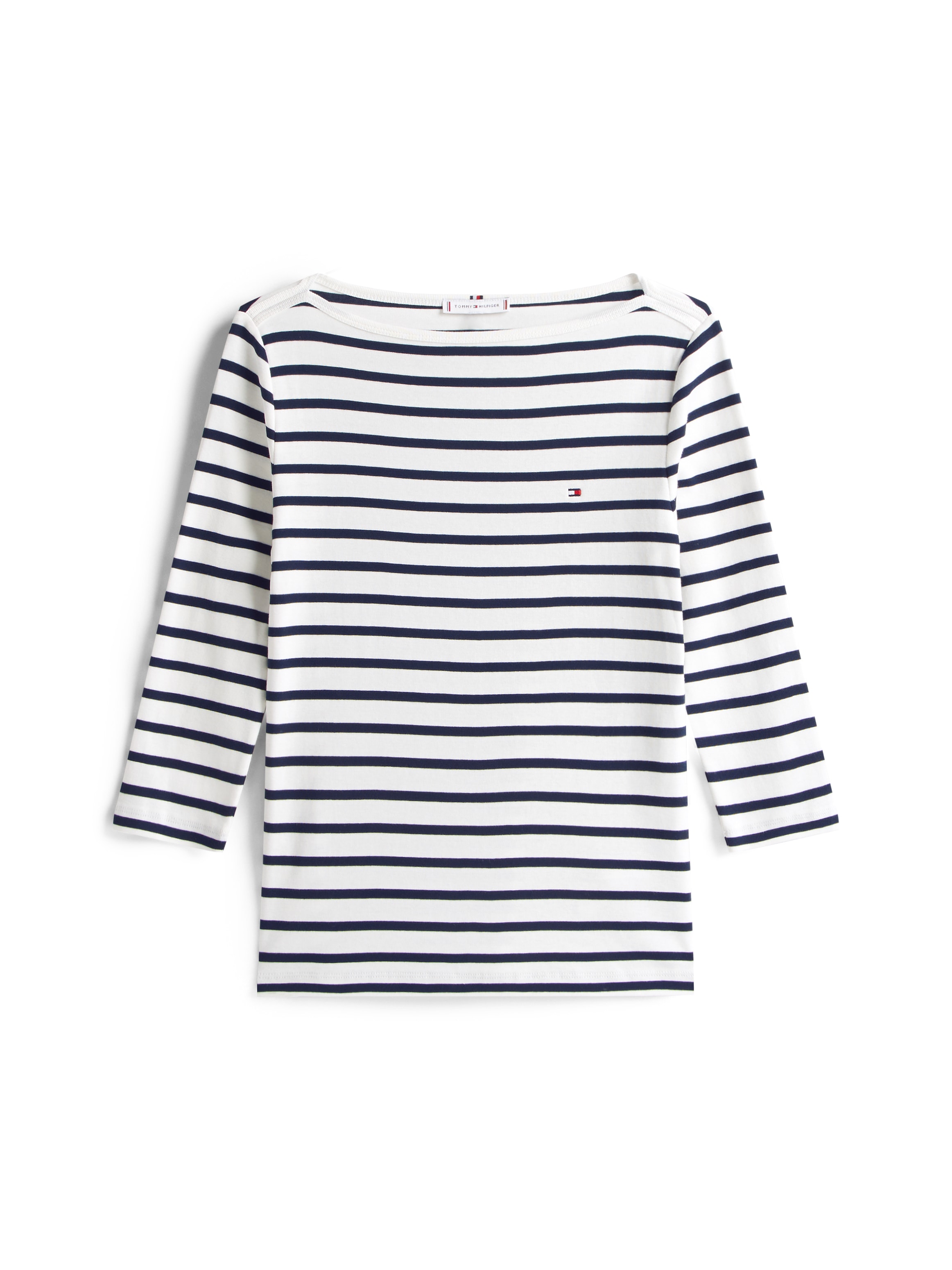 Tommy Hilfiger 3/4-Arm-Shirt »NEW CODY SLIM BOAT-NK 3/4SLV mit U-Boot und Streifen«, gestreift, casual, slim fit, Baumwolle, U-Boot-Ausschnitt