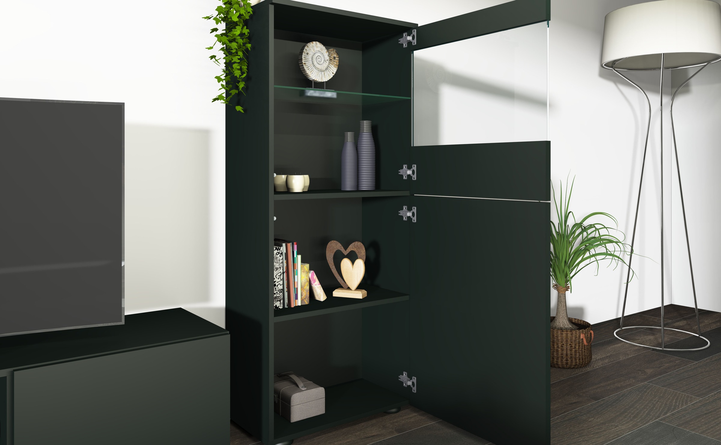 Thumbnail - borchardt Möbel Wohnwand "Scala, Mediawand 3-teilig mit 2 Vitrinen und Lowboard"