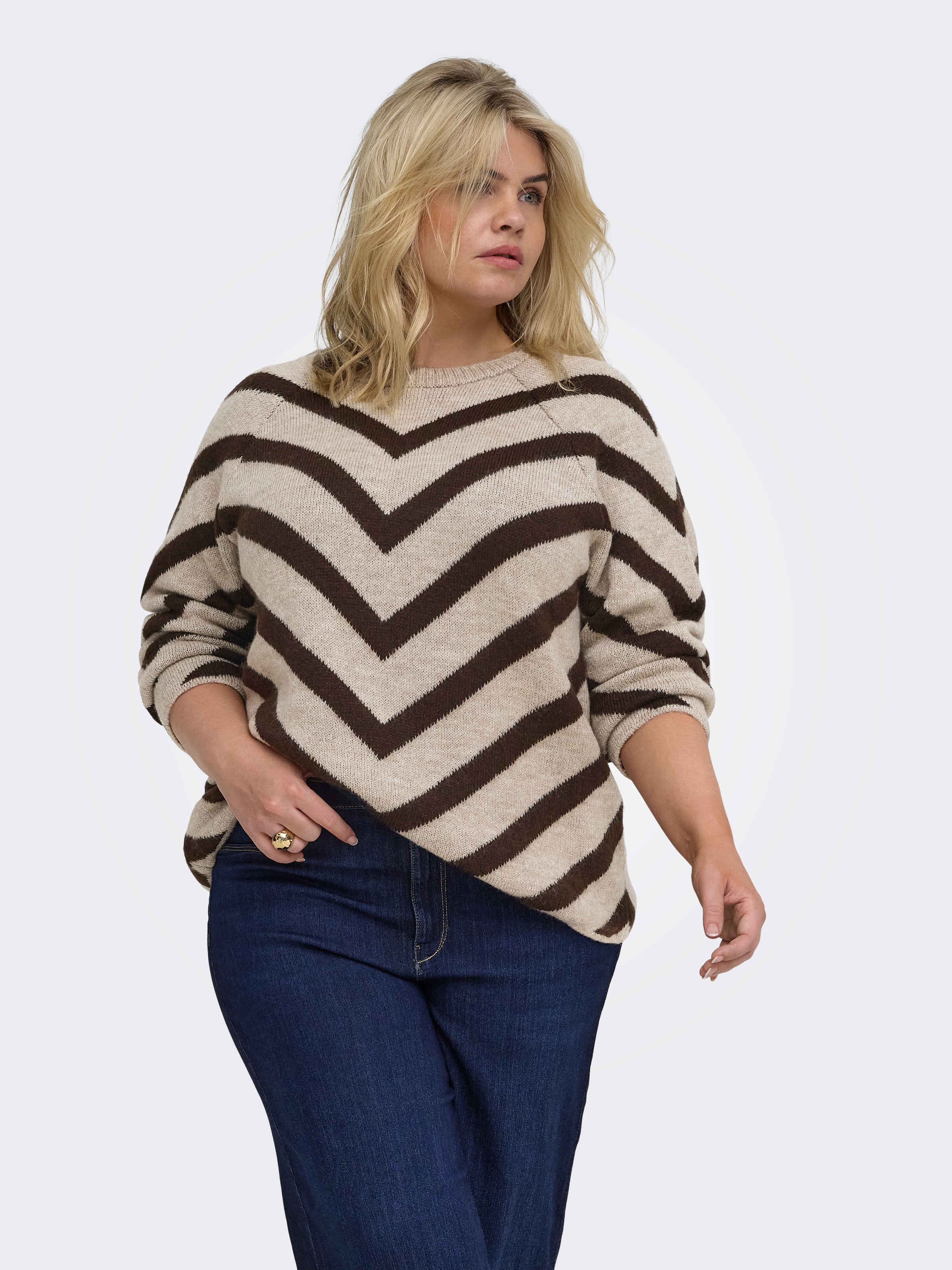 ONLY CARMAKOMA Strickpullover »CARELIZA L/S PULLOVER KNT NOOS« Kunstfaser