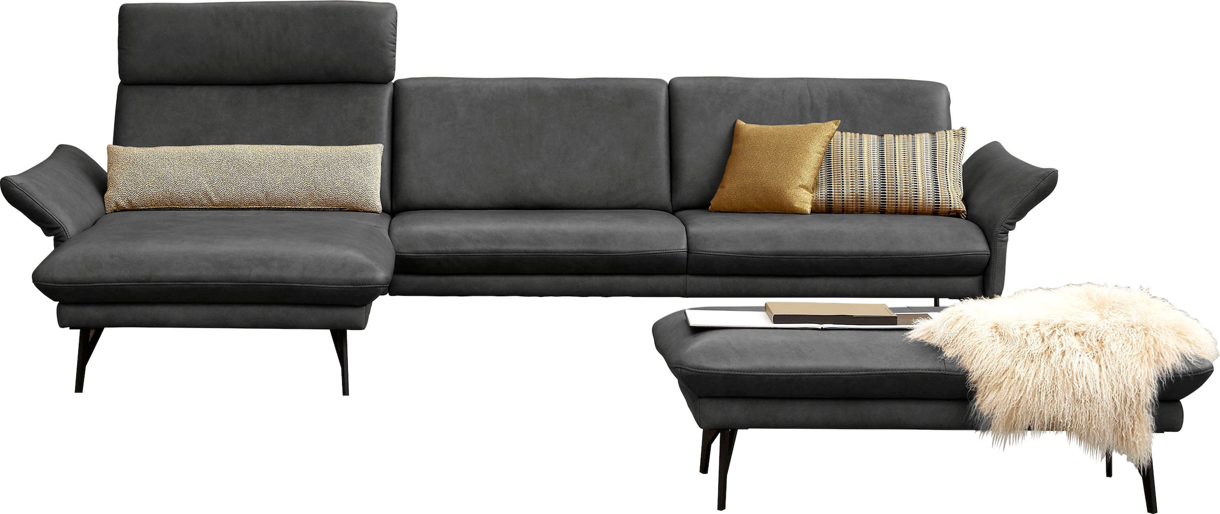 Ecksofa »1928«, (Sofa mit oder ohne Hocker auswählen!), ohne Hocker, Füße anthrazit