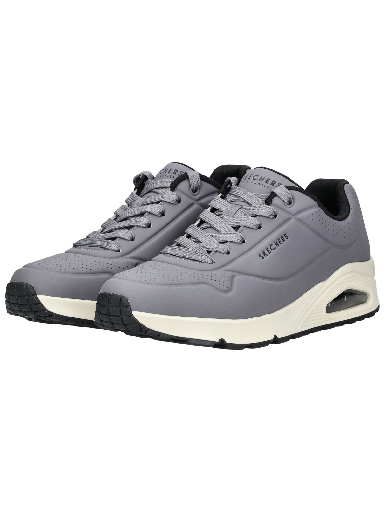 Sneaker SKECHERS "Uno - Stand on Air", Herren, Gr. 45, grau (dunkelgrau), Lederimitat, Schuhe Sneaker, Freizeitschuh, Halbschuh, Schnürschuh mit Air-Cooled Memory Foam, Topseller 3
