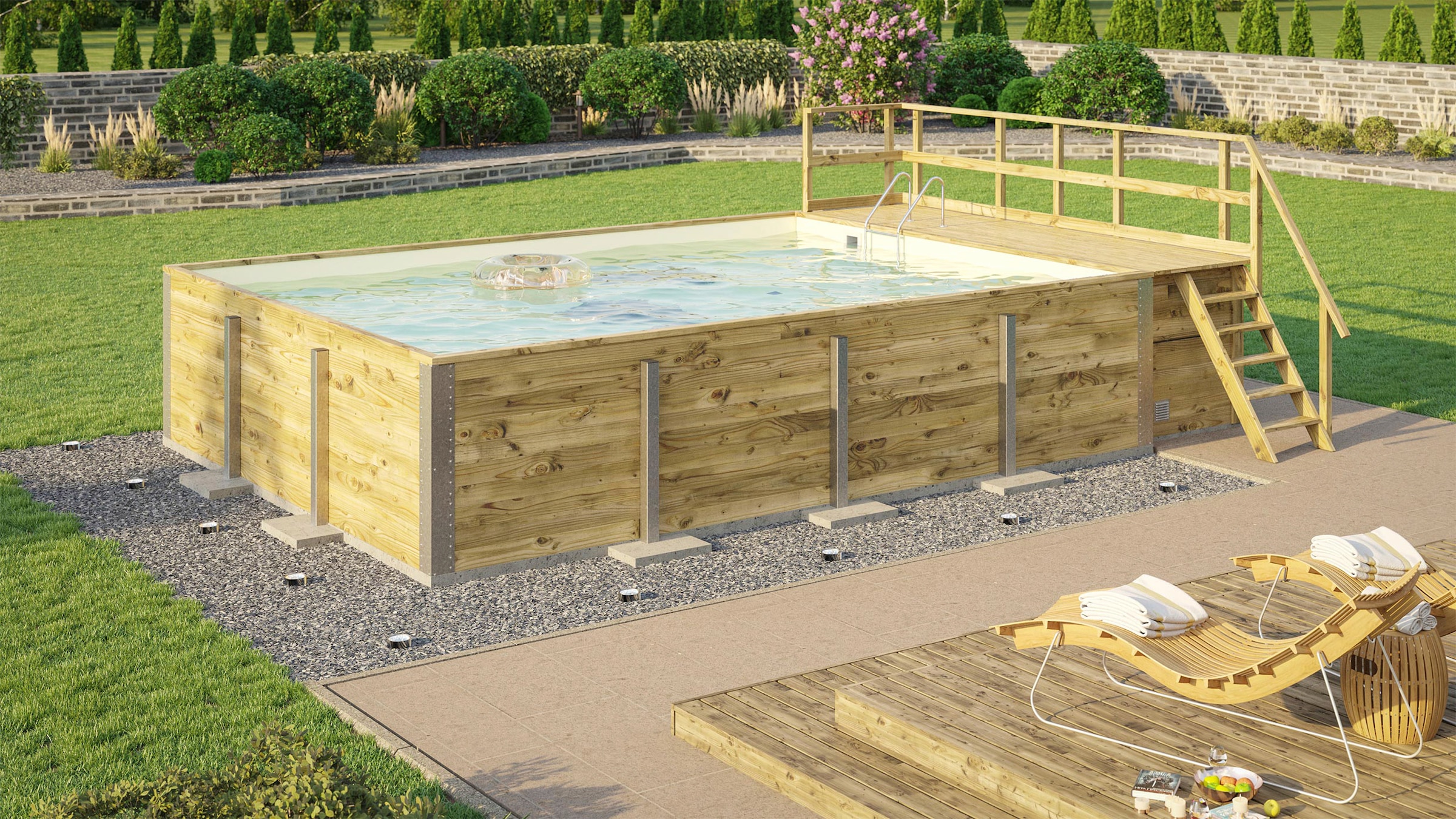 weka Rechteckpool »595 Gr. 2 mit Sonnendeck und Technikraum«, (Set, 10 tlg.), BxLxH: 416x644x116 cm