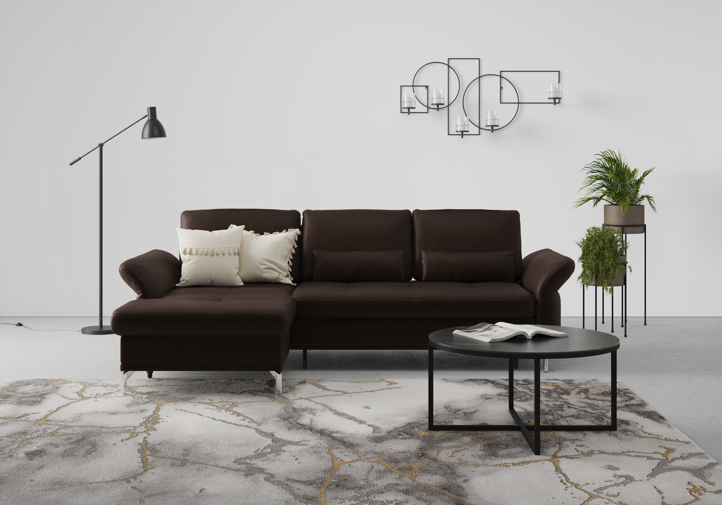 Home affaire Ecksofa "Palm Beach L-Form" Federkern, mit Sitztiefenverstellu günstig online kaufen