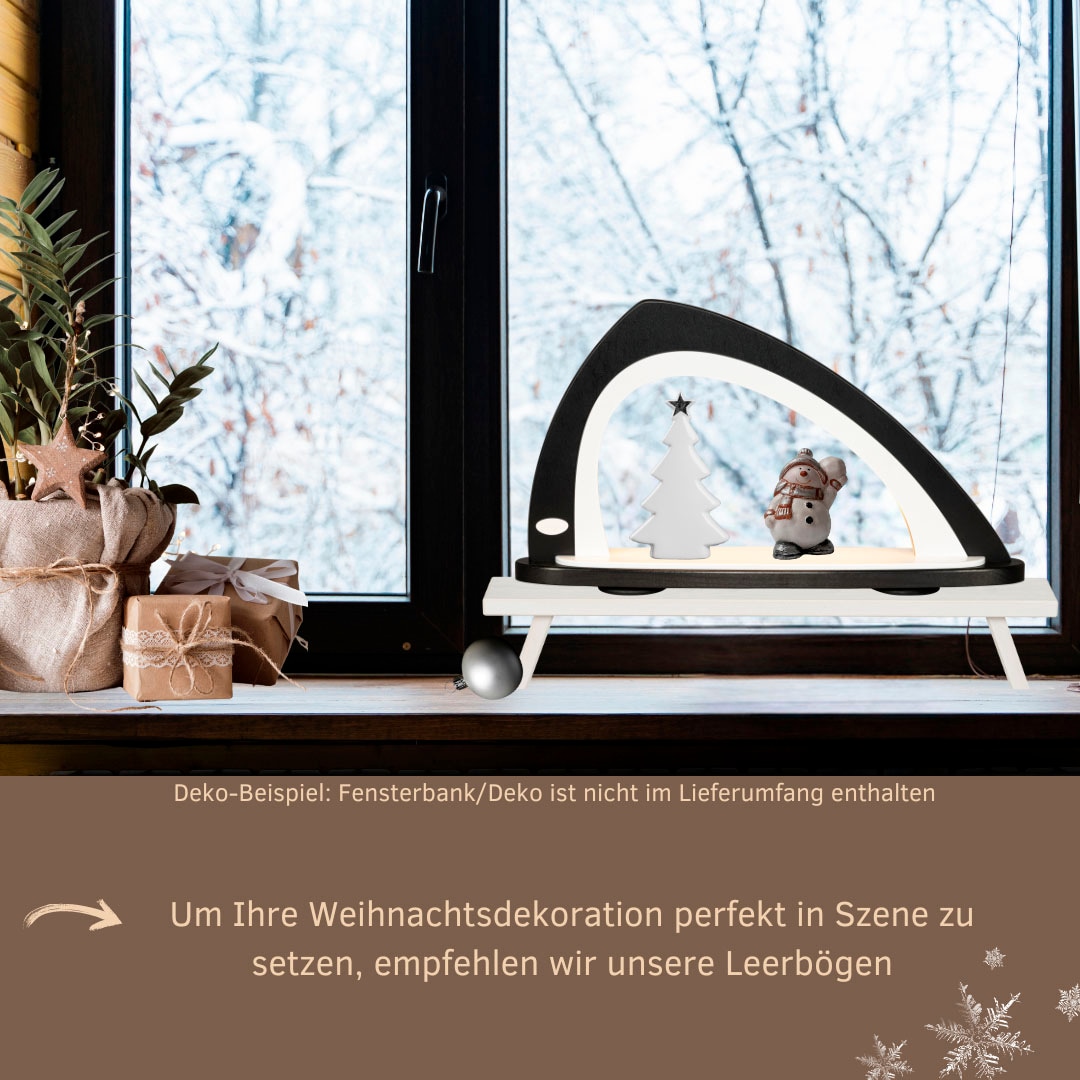 Weigla LED Schwibbogen »SCHWARZ-WEIẞ, Lichterbogen asymmetrisch zum Dekorieren aus Holz«, Erzgebirge garantiert, Deko für Weihnachten und das ganze Jahr