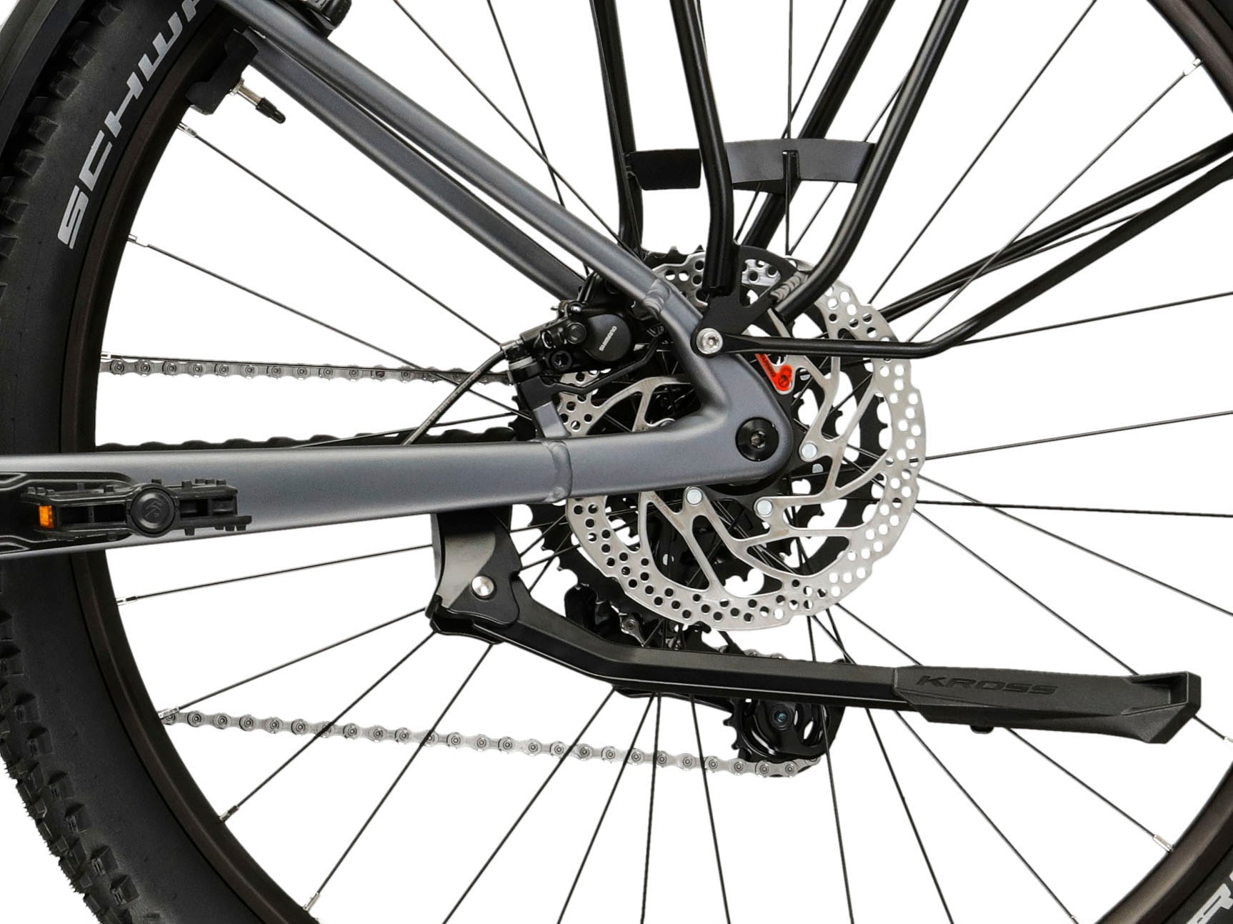 Kross »Influx Hybrid SUV 2.0 16,7Ah / 600 Wh 29 Zoll grau 9 Gänge 2026« 9 Gang Shimano CUES U4000 Schaltwerk Kettenschaltung Mittelmotor 250 W