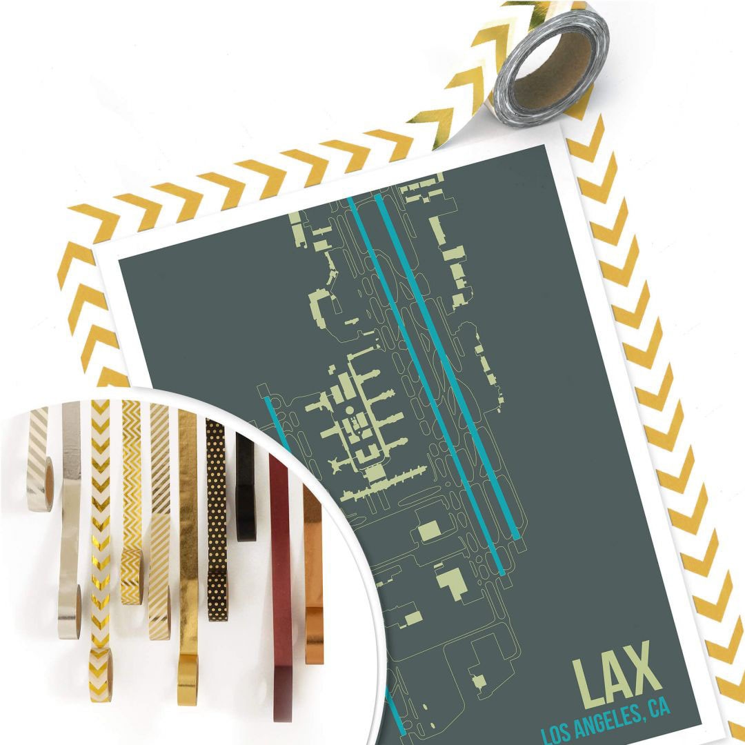Wall-Art Poster »Wandbild LAX Grundriss Los Angeles«, Grundriss, (1 St.), Poster ohne Bilderrahmen