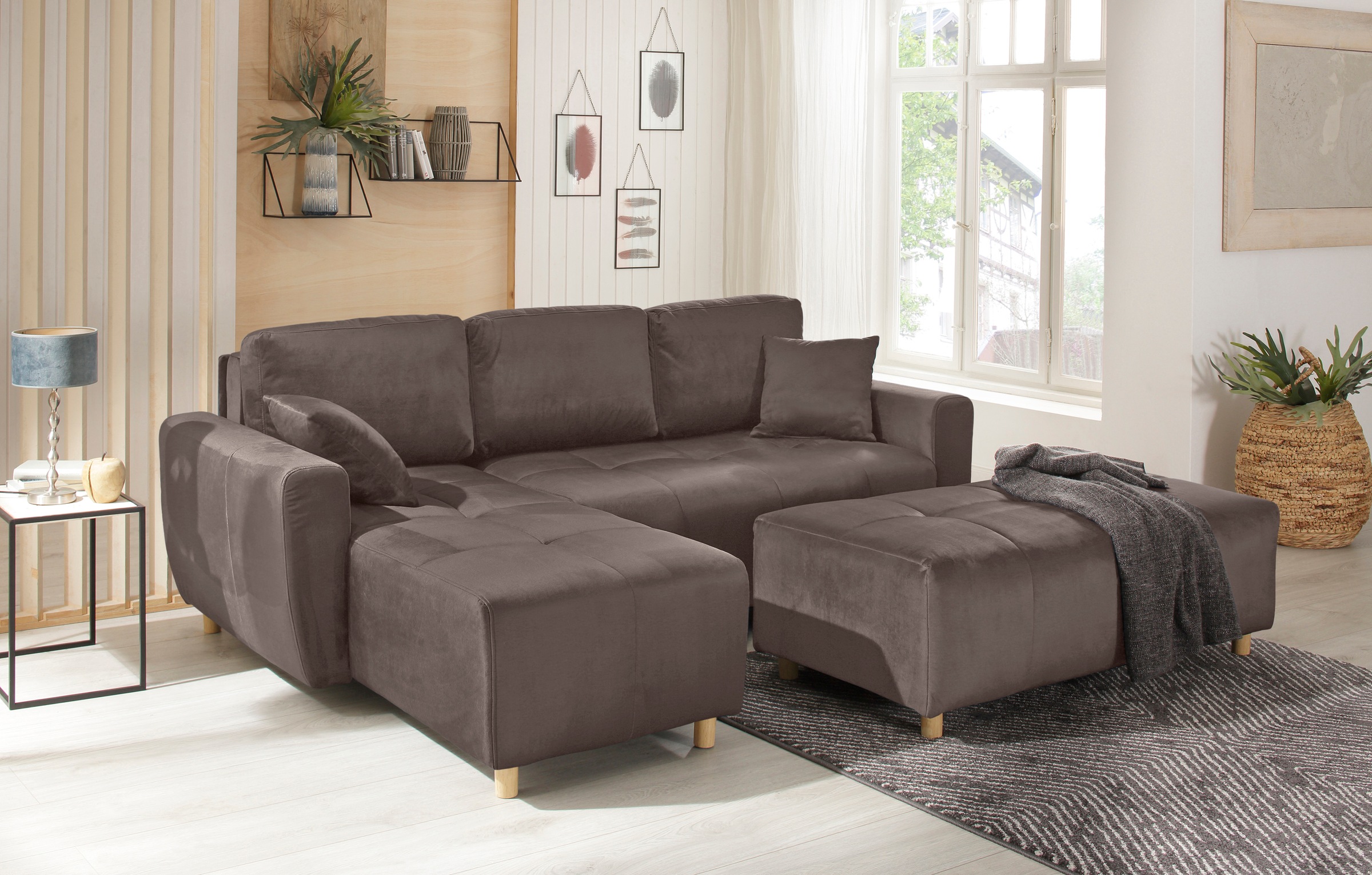 Home affaire Ecksofa »Scania L-Form«, wahlweise mit Bettfunktion und Bettkasten