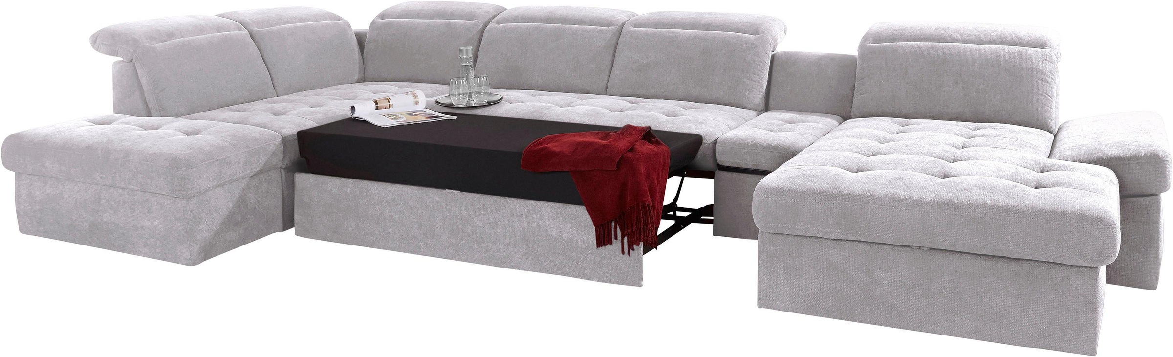 sit&more Wohnlandschaft »Stardust U-Form«, inklusive Kopfteilverstellung, Armlehnenfunktion und Tischelement