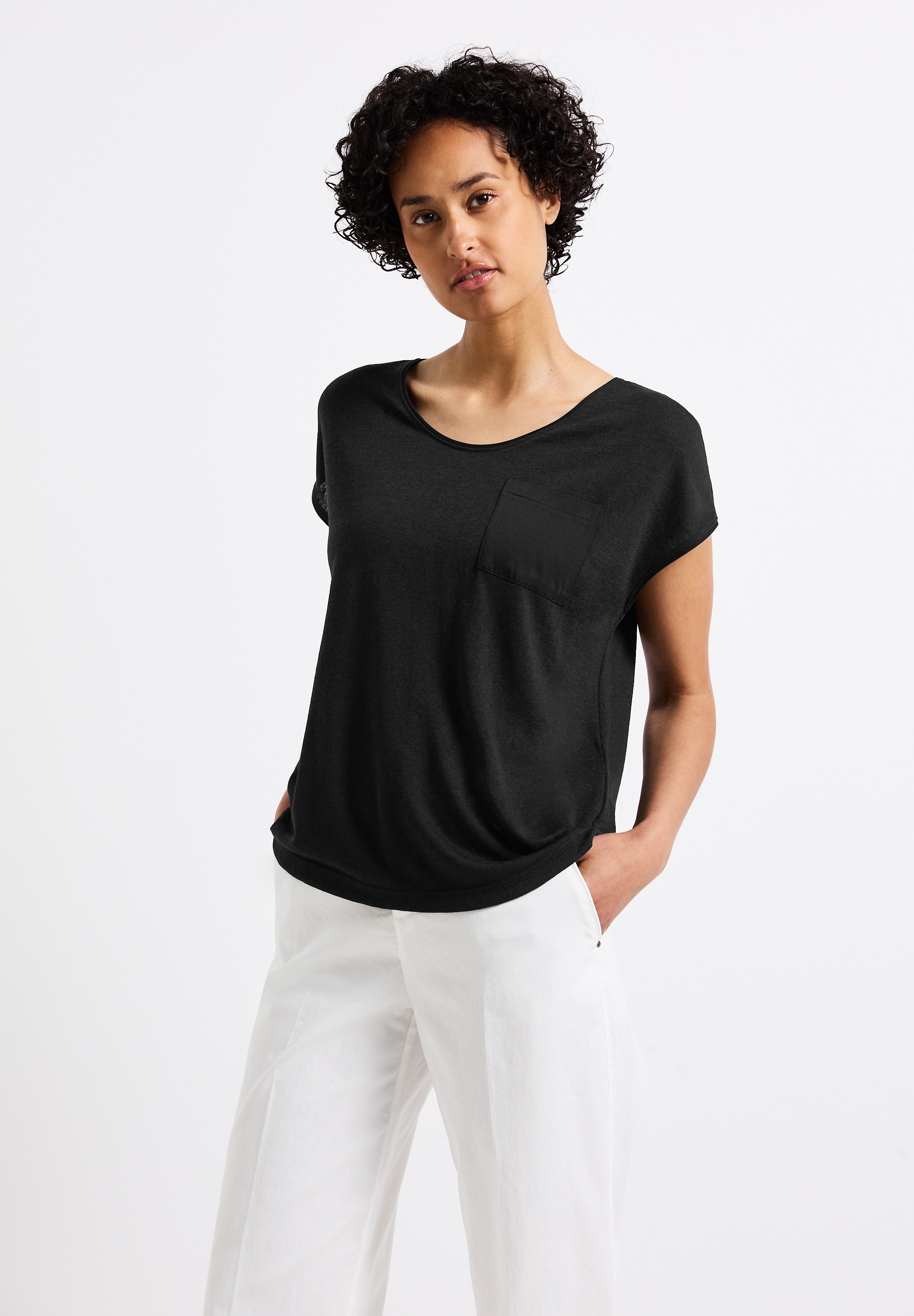 STREET ONE T-Shirt, mit abgerundetem V-Ausschnitt günstig online kaufen