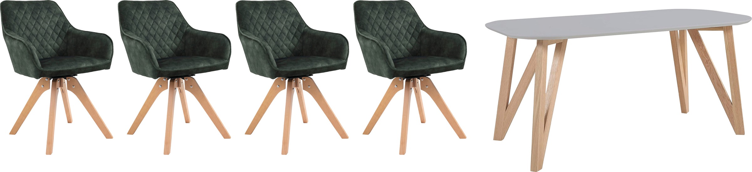 SalesFever Essgruppe, 5-teiliges Set: Samtverlours-Stühle, 180 drehbar, Tis günstig online kaufen