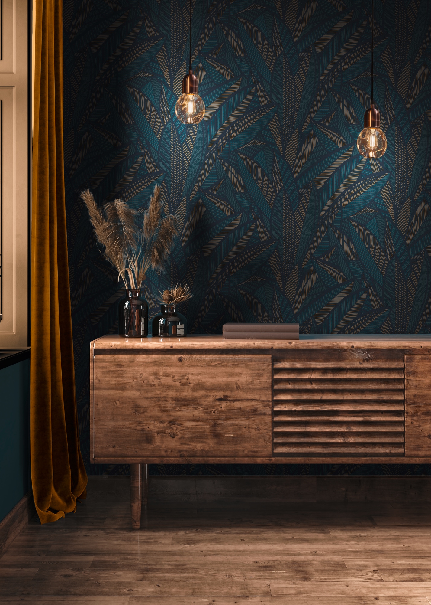 A.S. Création Vliestapete »French Affair Blätter-Tapete Mustertapete Floral Blattmuster«, leicht glänzend, Vliestapete Blatt-Motiv für Schlafzimmer Küche Wohnzimmer Blätter Flur