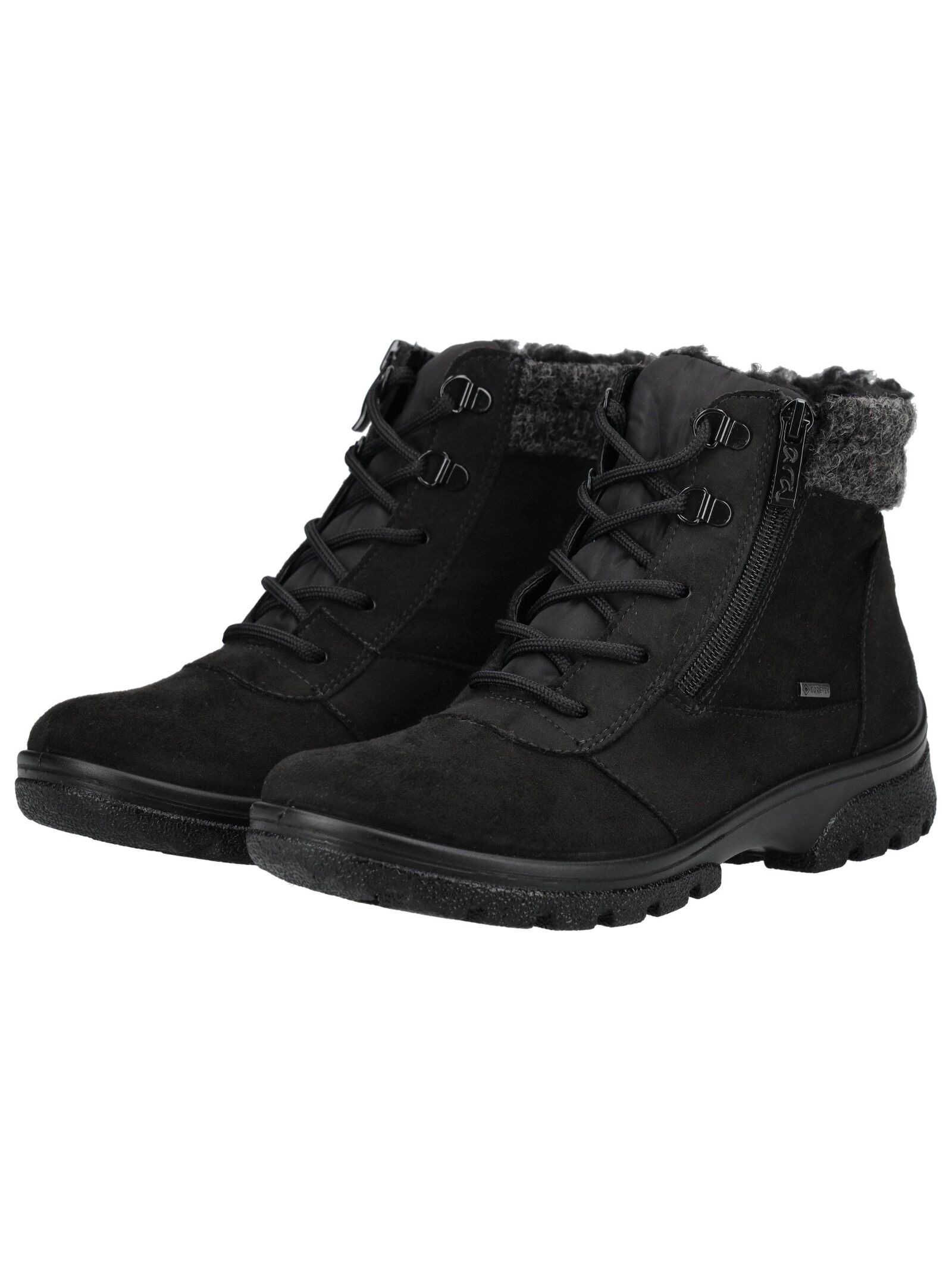 Winterboots ARA "SAAS FEE", Damen, Gr. 5 (38), schwarz, Filz, Textil, Veloursleder, Basic, Schuhe Winterboots, mit Reißverschuss, G-Weite 3