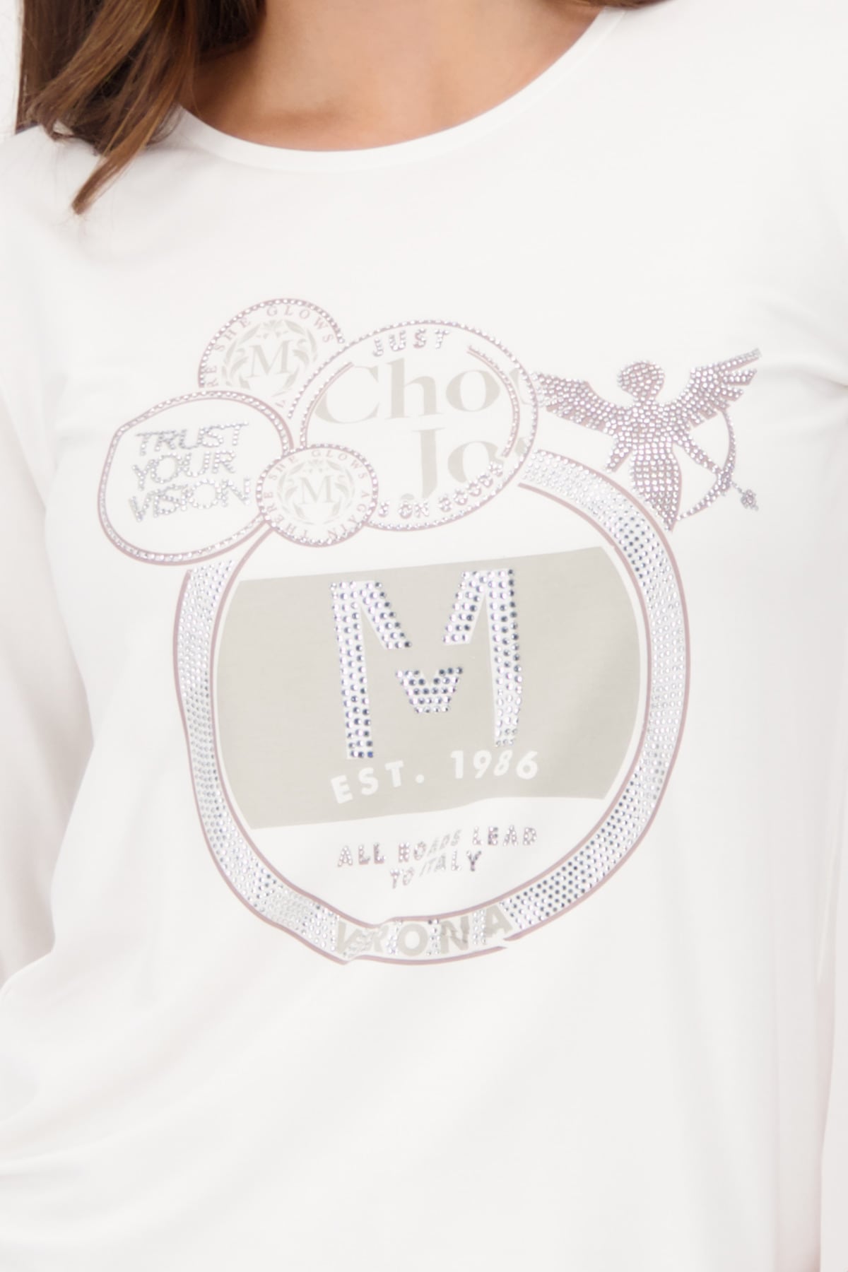 Monari 3/4-Arm-Shirt »Shirt Schmuck Emblem«, Regular fit mit Rundhalsausschnitt