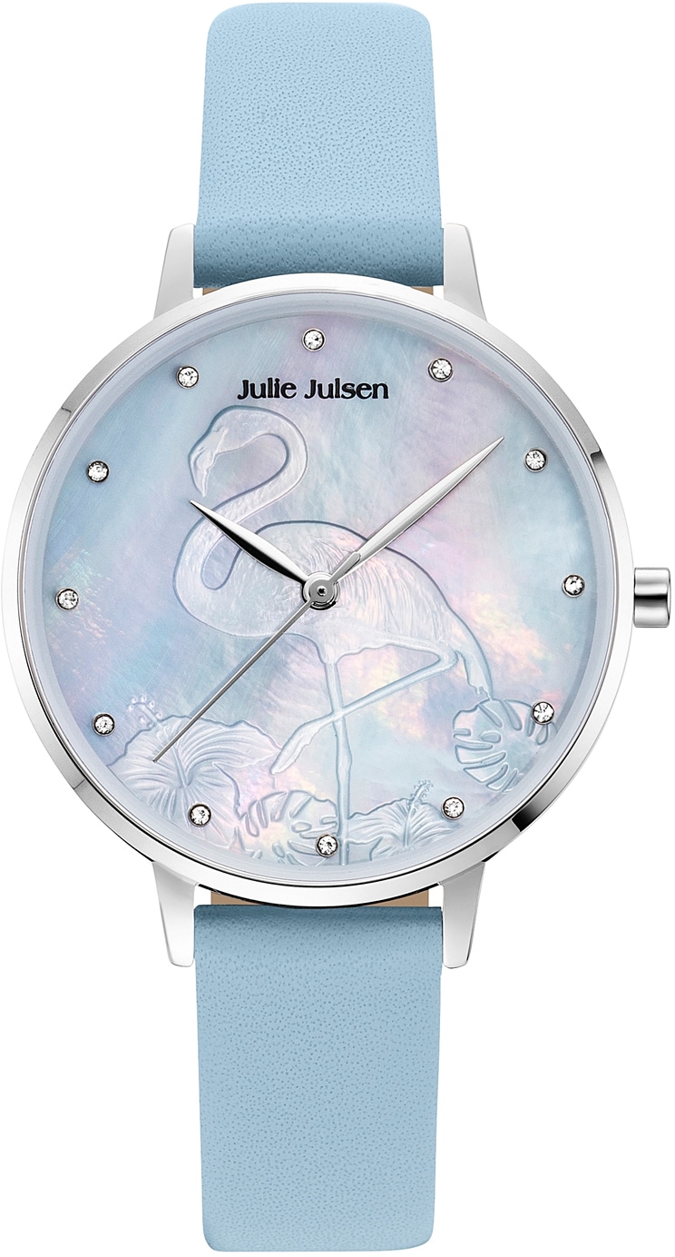 Quarzuhr »Flamingo Blue, JJW1006SL-01«, Armbanduhr, Damenuhr, gehärtetes Mineralglas