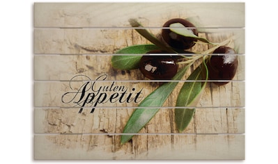 Holzbild »Oliven Guten Appetit«, Obst Bilder, (1 St.)