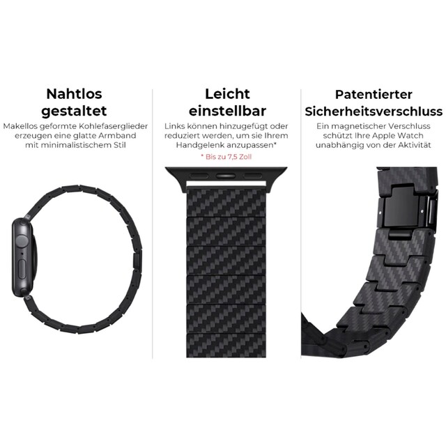 Pitaka Smartwatch-Armband »Carbon Fiber Link Bracelet Modern Band 42-44mm«,  (1 tlg.) | BAUR