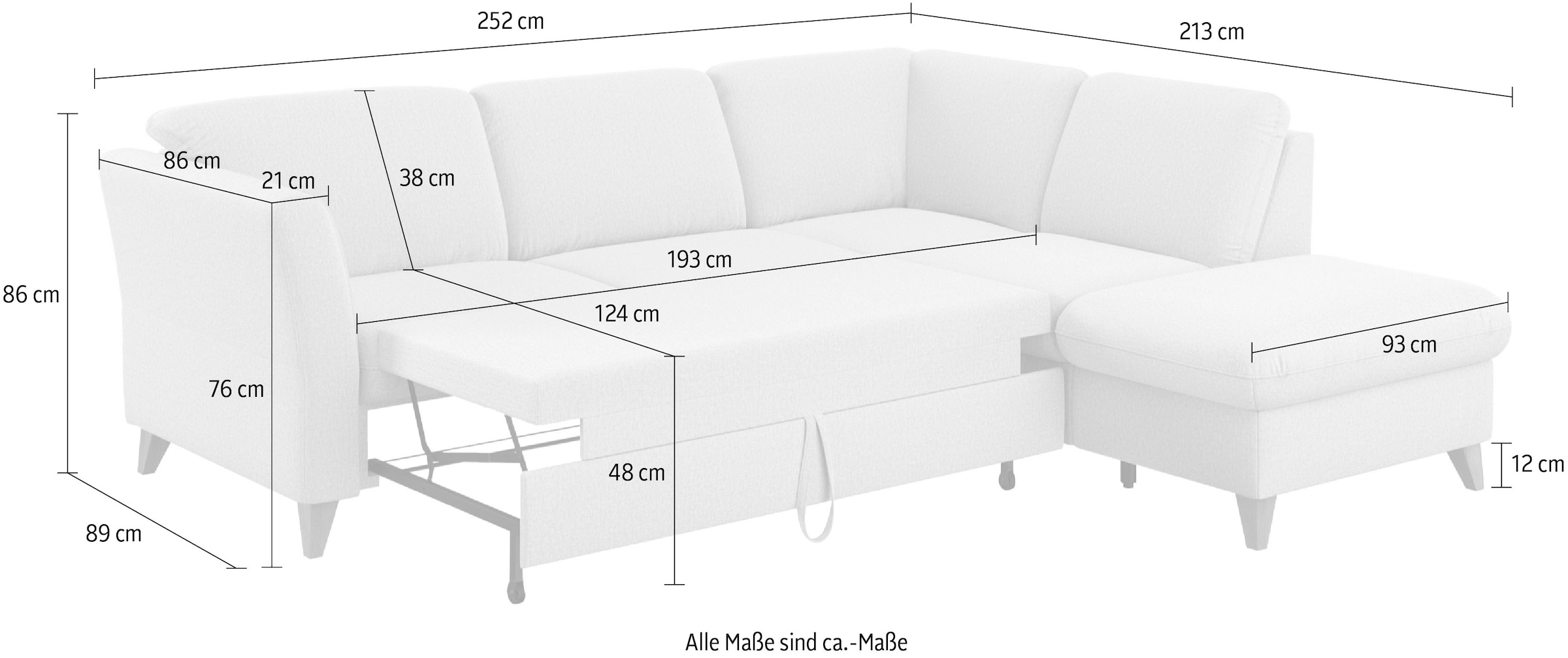 Home affaire Ecksofa »Trelleborg L-Form«, Federkern-Polsterung, wahlweise mit Bettfunktion und Stauraum