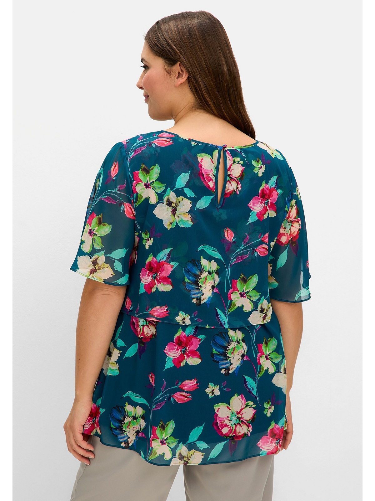 Sheego Chiffontunika "Große Größen", mit Blumenprint, im Lagenlook günstig online kaufen