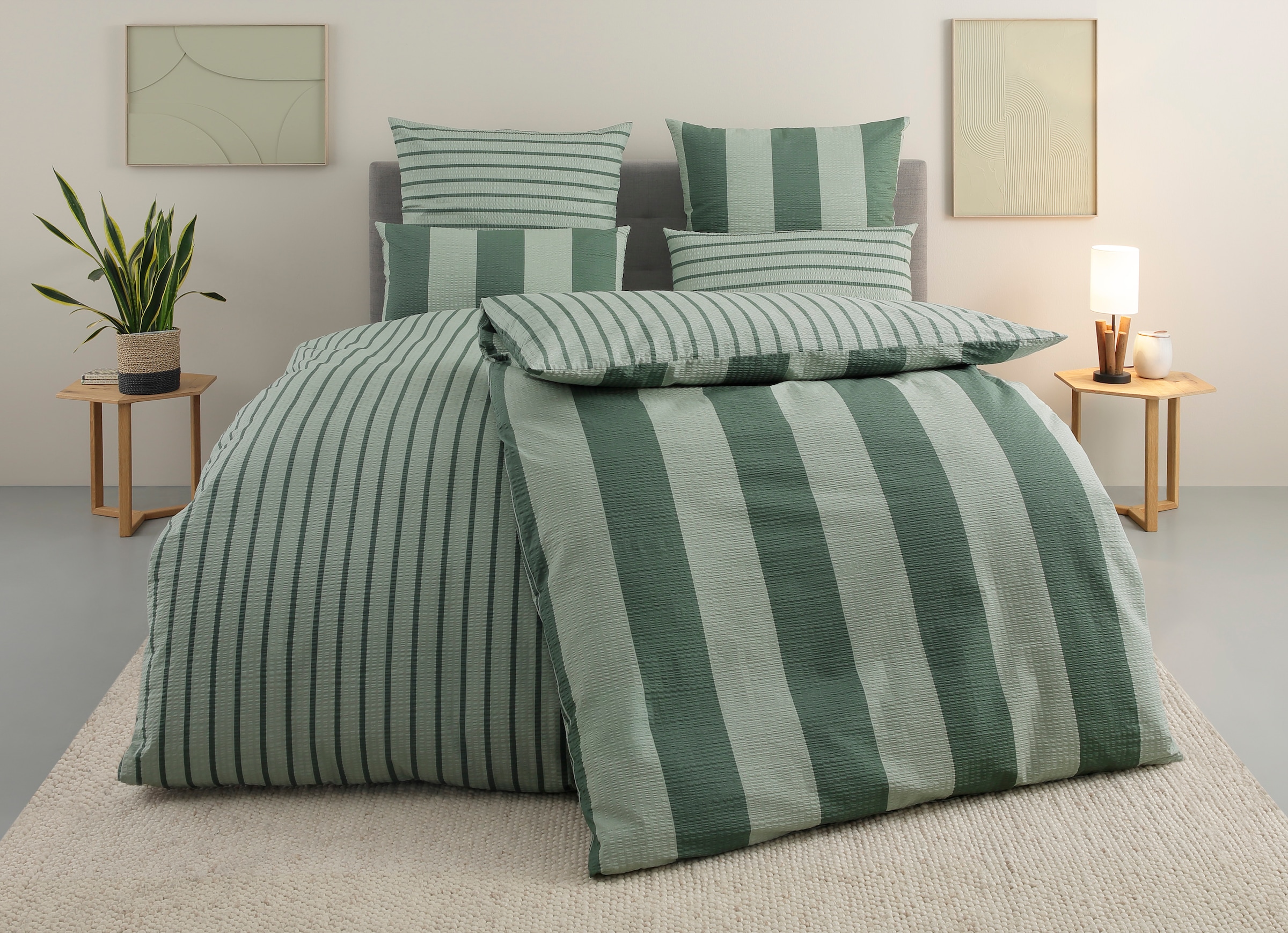 OTTO home Wendebettwäsche "Sari in verschiedenen Qualitäten" 3 ab Gr. 135x200 cm, Wendedesign, moderne Bettwäsche mit Streifen