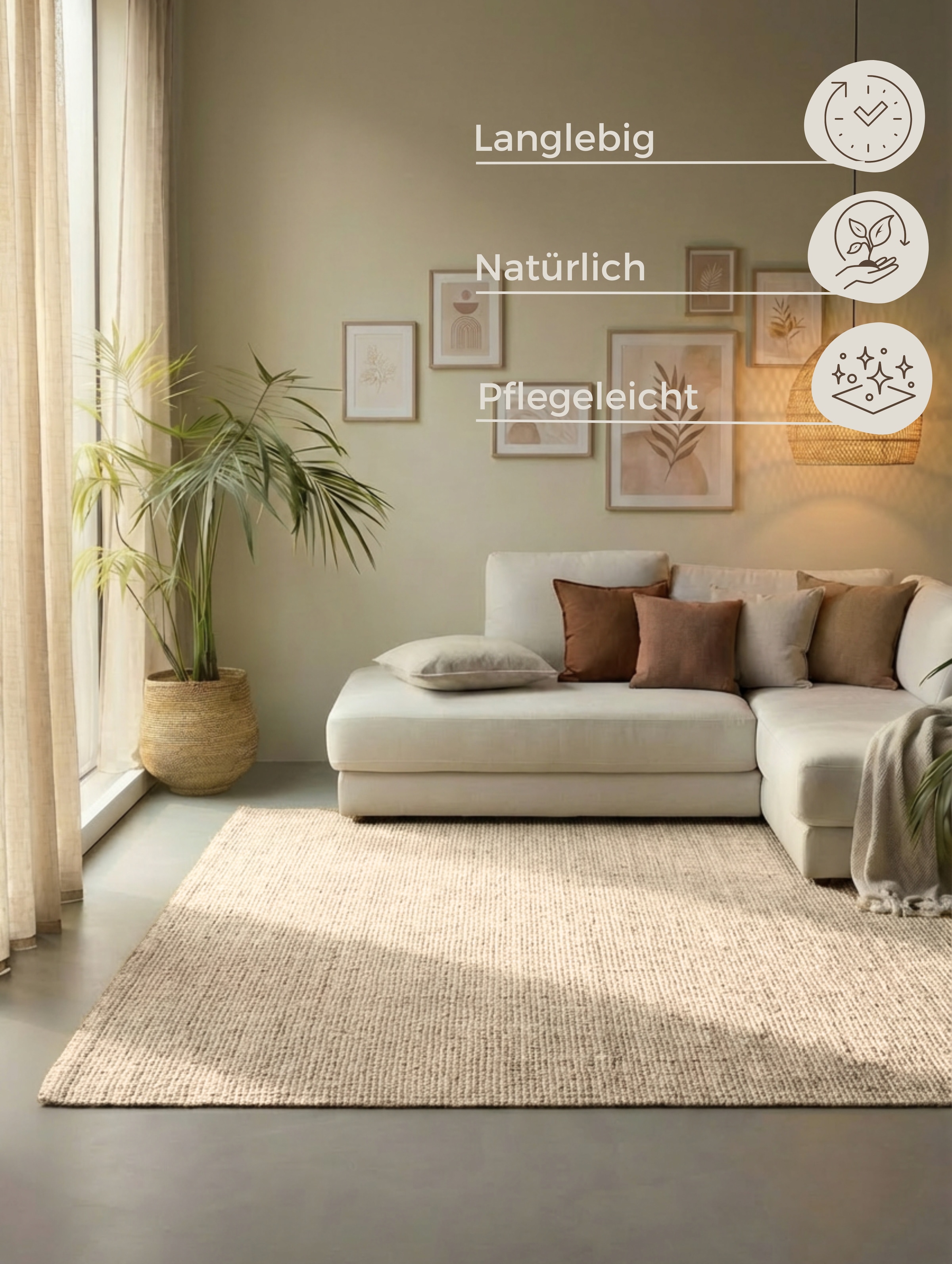 HANSE Home Teppich »Jaipur  Juteteppich,  als Läufer und in Rund« rechteckig 10 mm Höhe 100% Naturfaser, Wohnzimmer, Esszimmer, Schlafzimmer, GRS