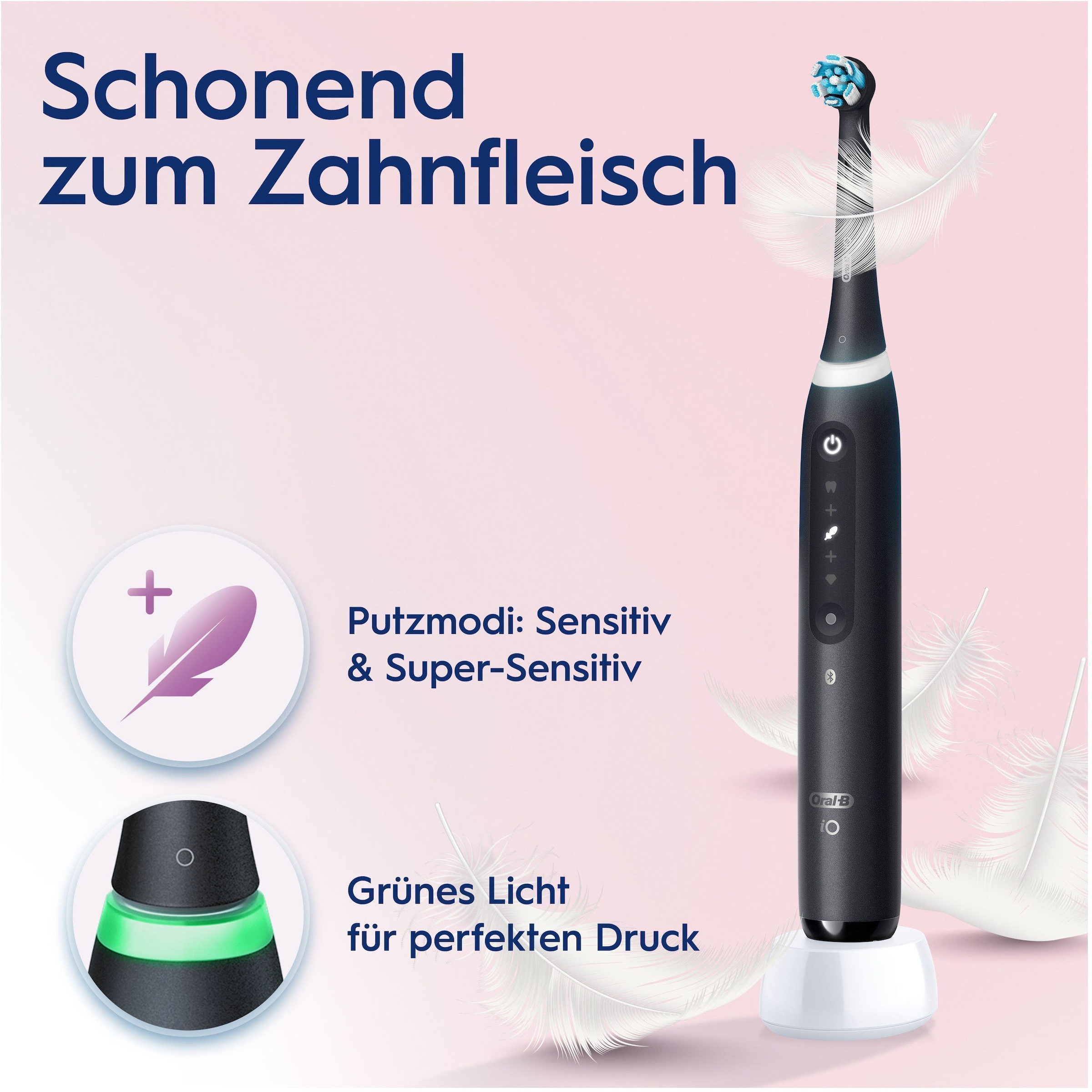 Oral-B Elektrische Zahnbürste »iO 5«, 1 St. Aufsteckbürsten, mit Magnet-Technologie, LED-Anzeige, 5 Putzmodi, Reiseetui