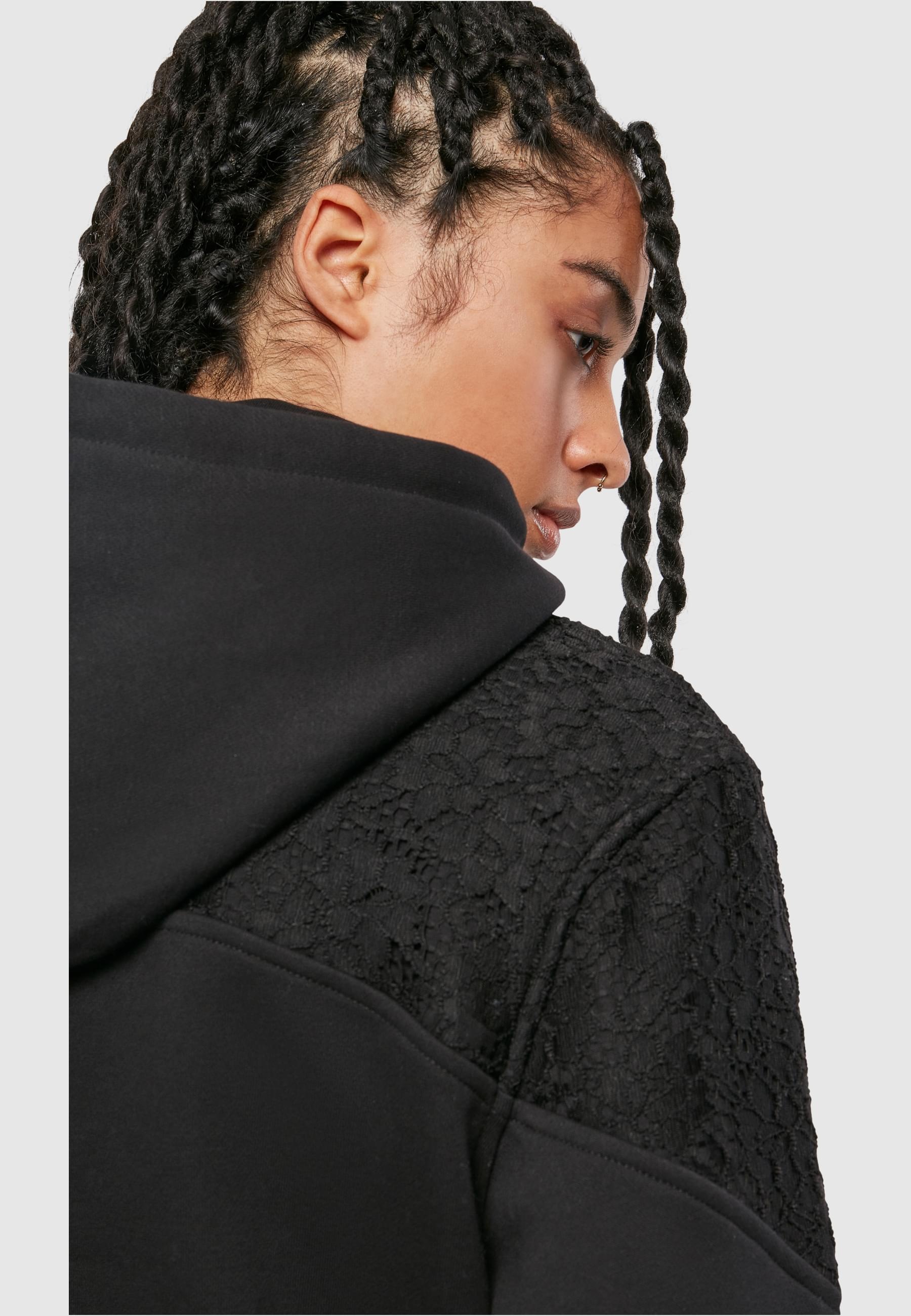 URBAN CLASSICS Kapuzenpullover »Urban Classics Damen Ladies Lace Inset Hoody«, (1 tlg.)