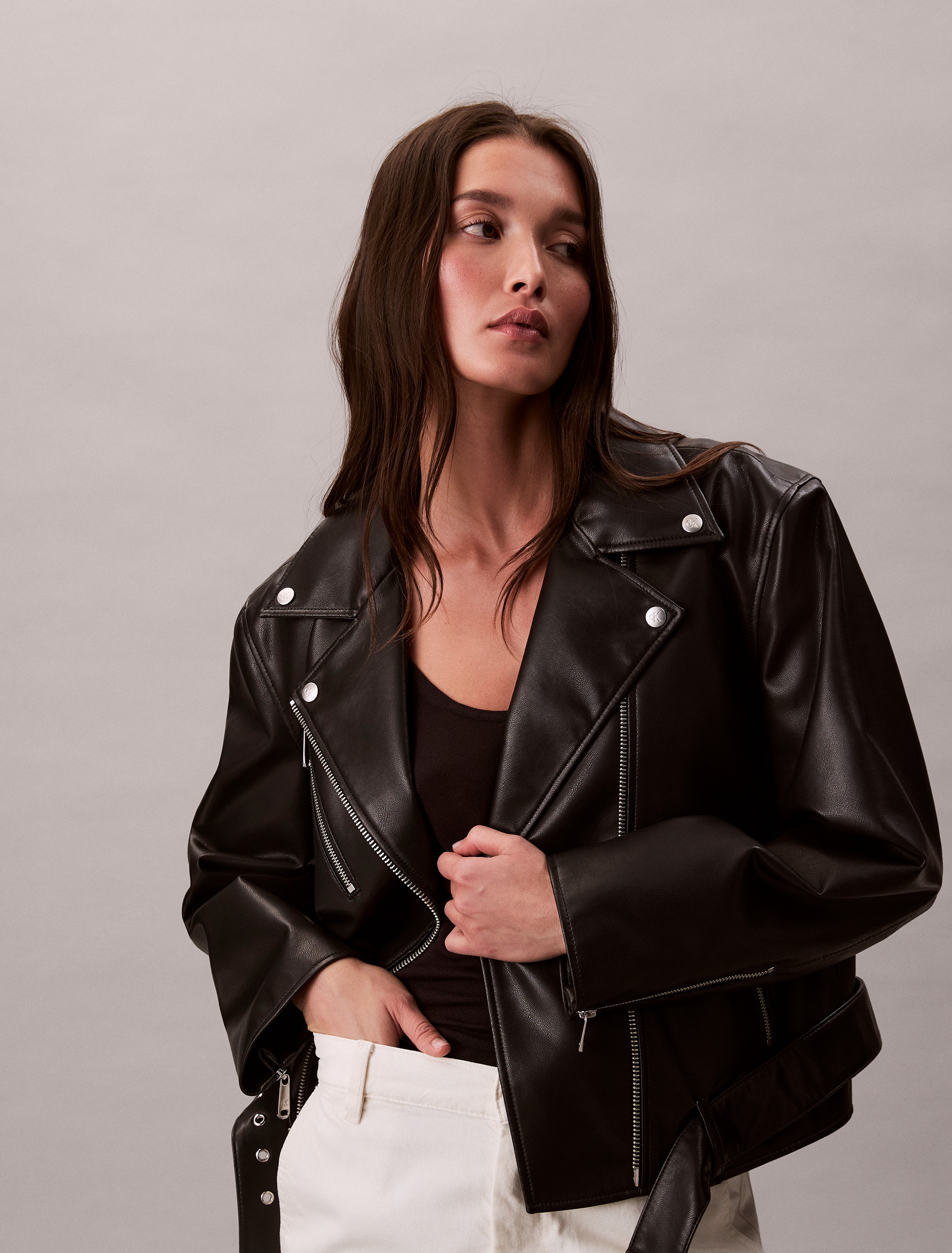 Calvin Klein Jeans Lederimitatjacke "FAUX LEATHER MOTO JACKET W/BELT", ohne günstig online kaufen