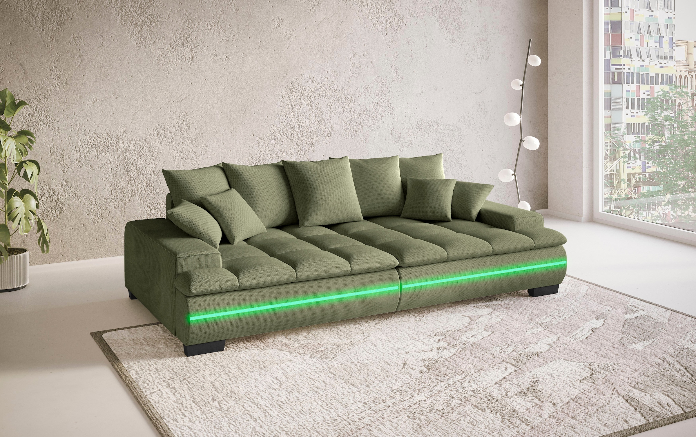 Mr. Couch Big-Sofa »Haiti II«, RGB-LED Beleuchtung, Kaltschaumpolsterung, bis 140 kg belastbar