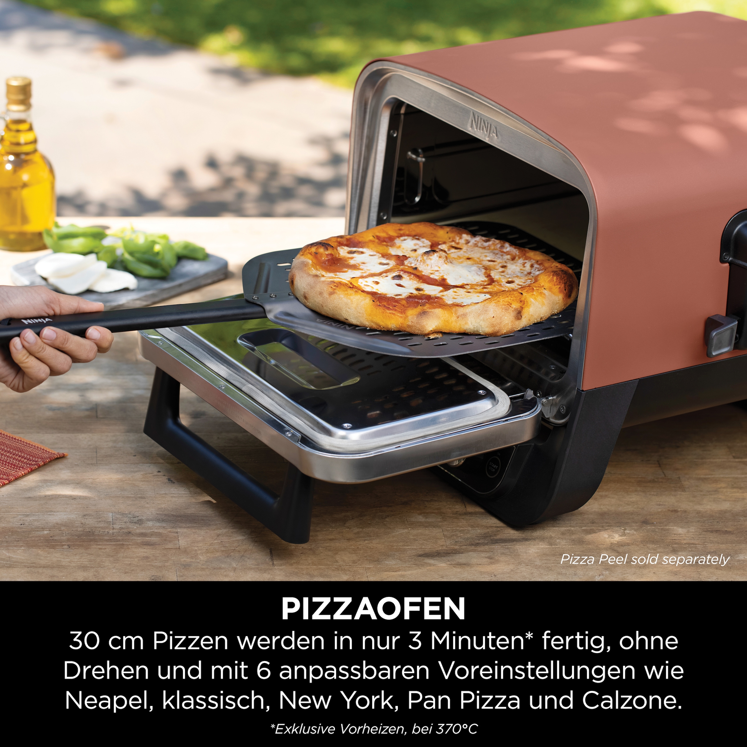 NINJA Multiofen »OO101EU, Elektrischer Outdoor Pizzaofen und Smoker, 8-in-1: Pizza«, Schmoren, Max Roast, Grillen, Backen/Rösten, Smoken, Dörren&Warmhalten