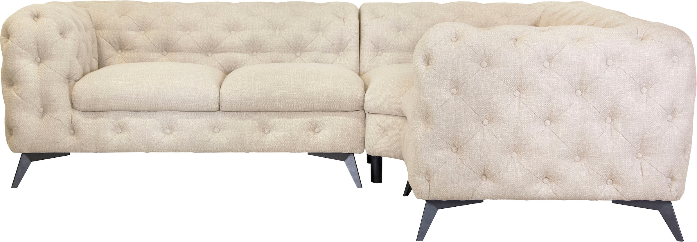 Leonique Chesterfield-Sofa "Ecksofa GLYNIS L-Form mit Wellenunterfederung, günstig online kaufen